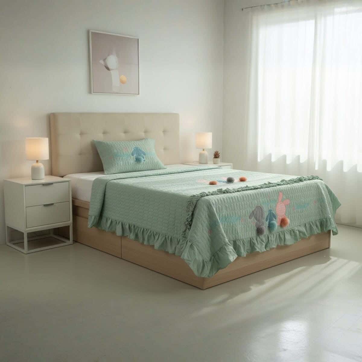 Lili Cotton Baby Comforter Set, 4 Pieces, 200x240 cm, 4800 gm - Olive