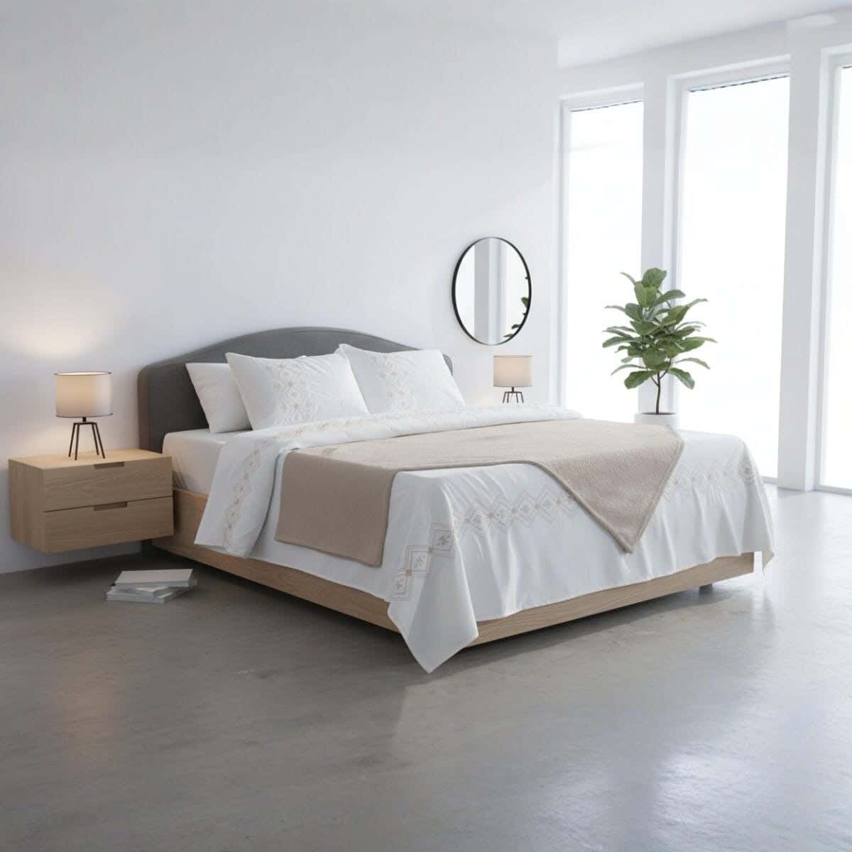 Lili Cotton Comforter Set, 4 Pieces, 240x240 cm, 4100 gm - Beige White