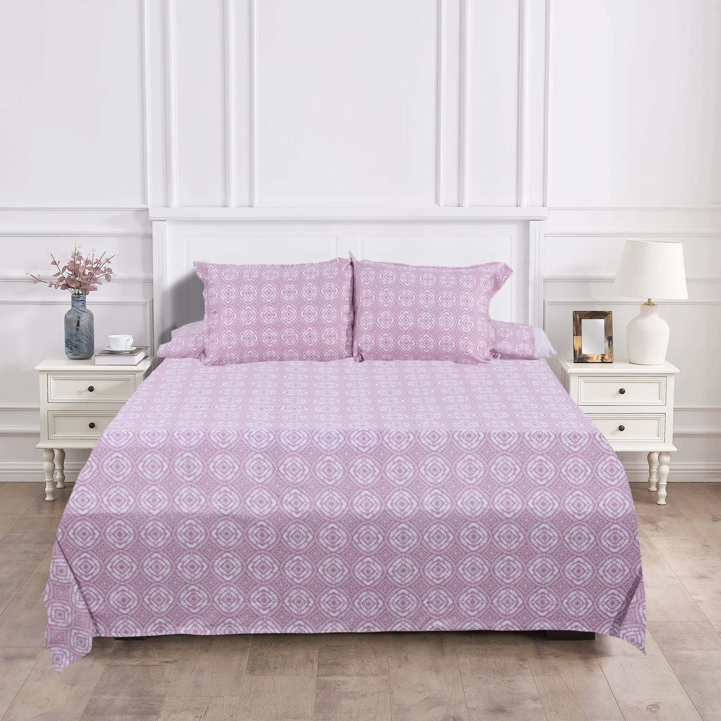 Morano Cotton Bed Sheet Set, 4 Pieces, 240×260 cm, 2100 gm - Pink