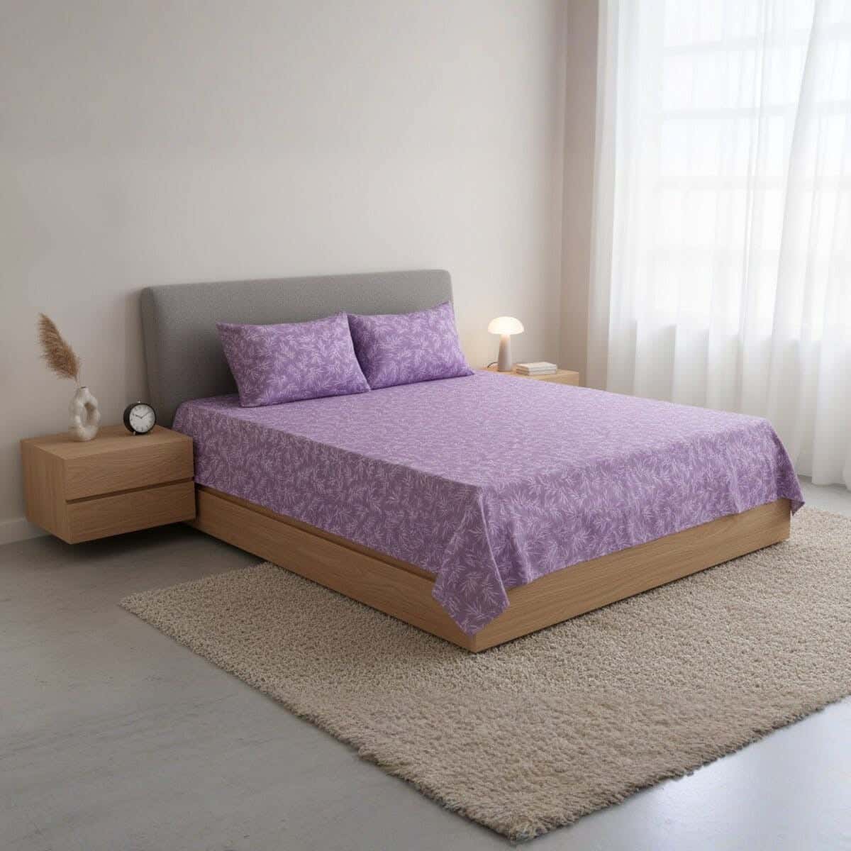 Sofia Microfiber Bed Sheet Set, 4 pieces, 240×260 cm, approx 2100 grm – Mauve