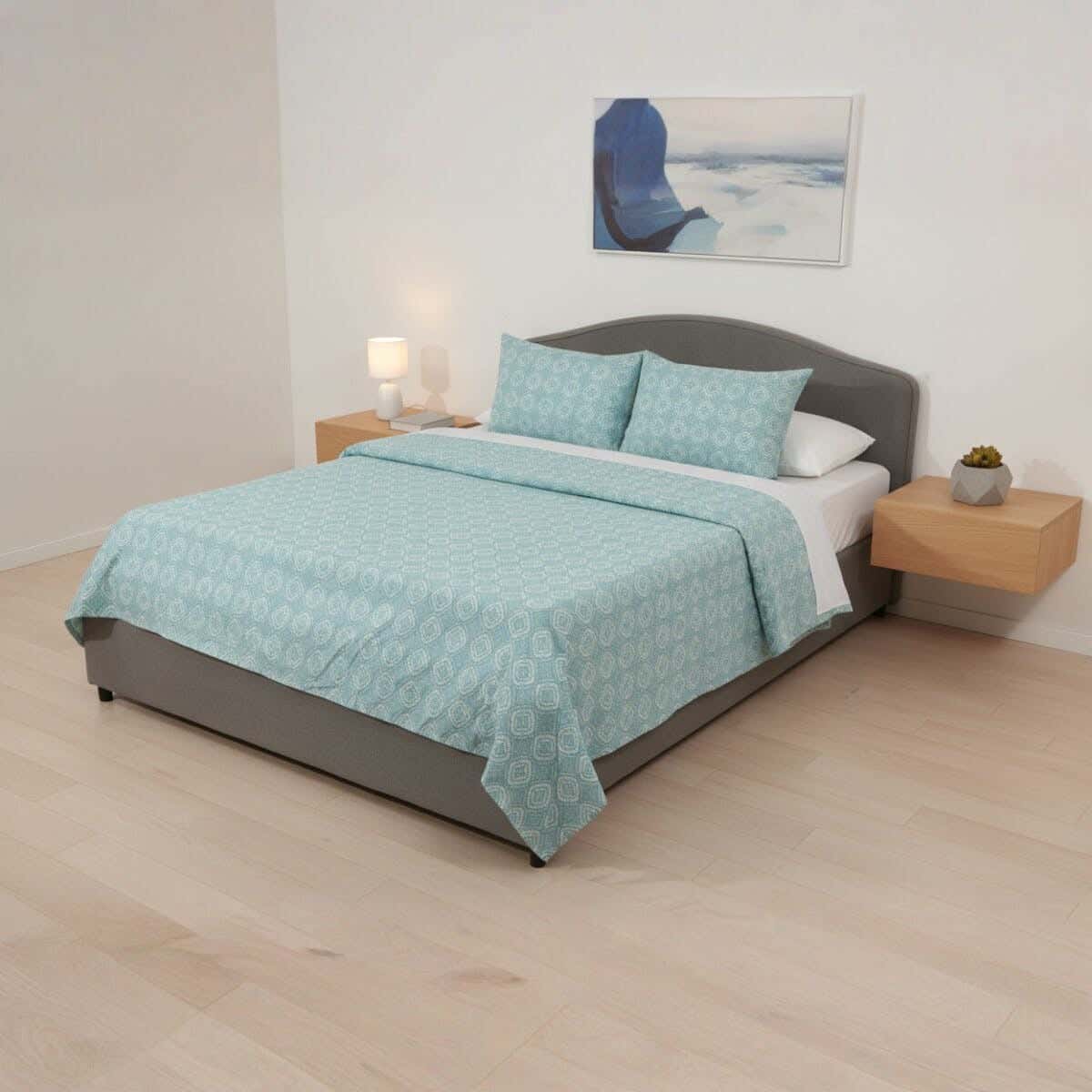 Sofia Microfiber Bed Sheet Set, 4 pieces, 240×260 cm, approx 2100 grm – Light Green
