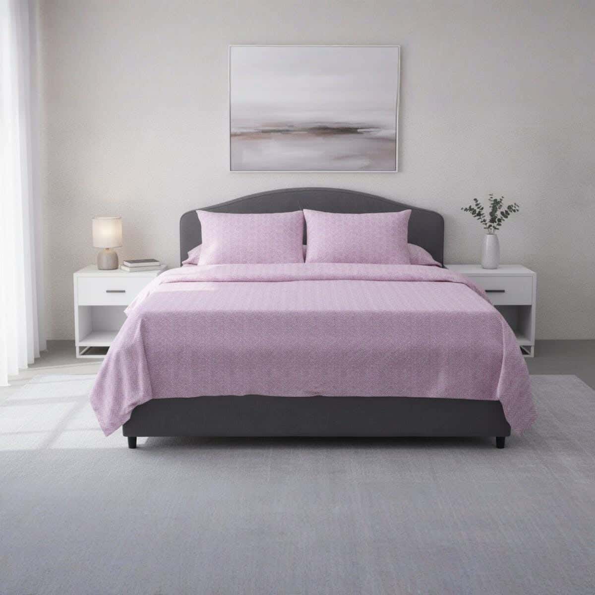 Sofia Microfiber Bed Sheet Set, 4 pieces, 240×260 cm, approx 2100 grm – Rose