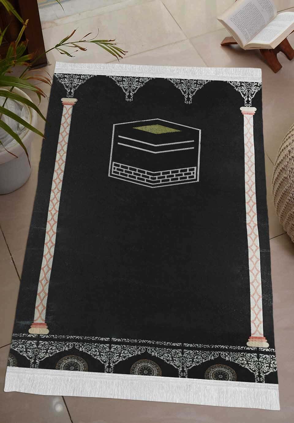 Velvet Printed Prayer Mat, Dots Back, 65×110 cm, 450 grm Approx - Multicolor