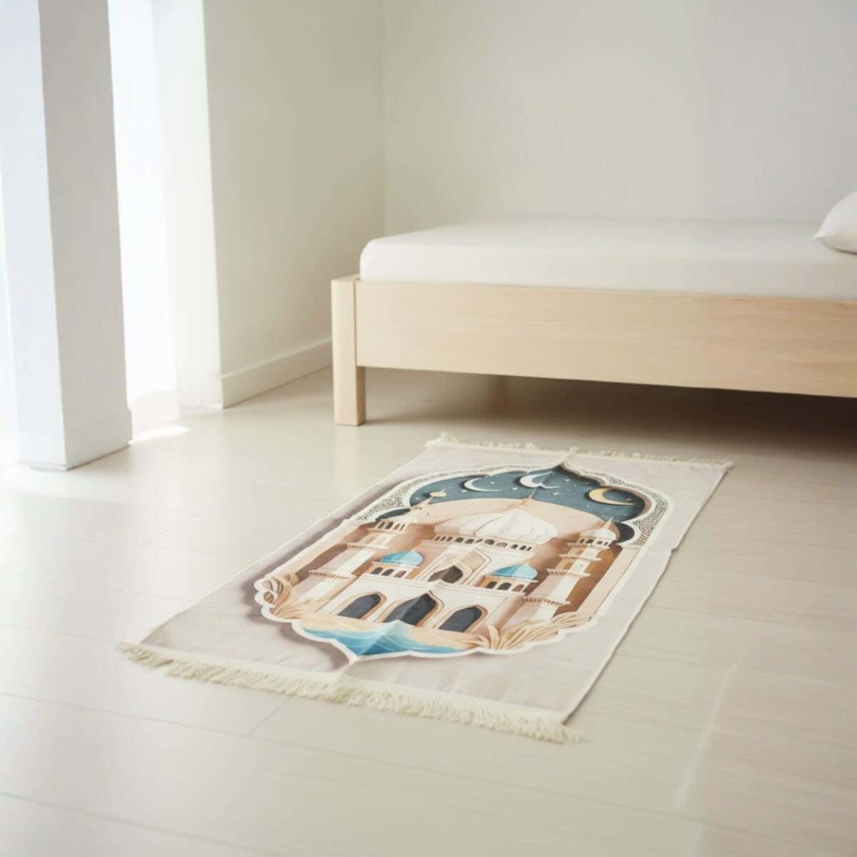Velvet Printed Prayer Mat, Dots Back, 65×110 cm, 450 grm Approx - Multicolor