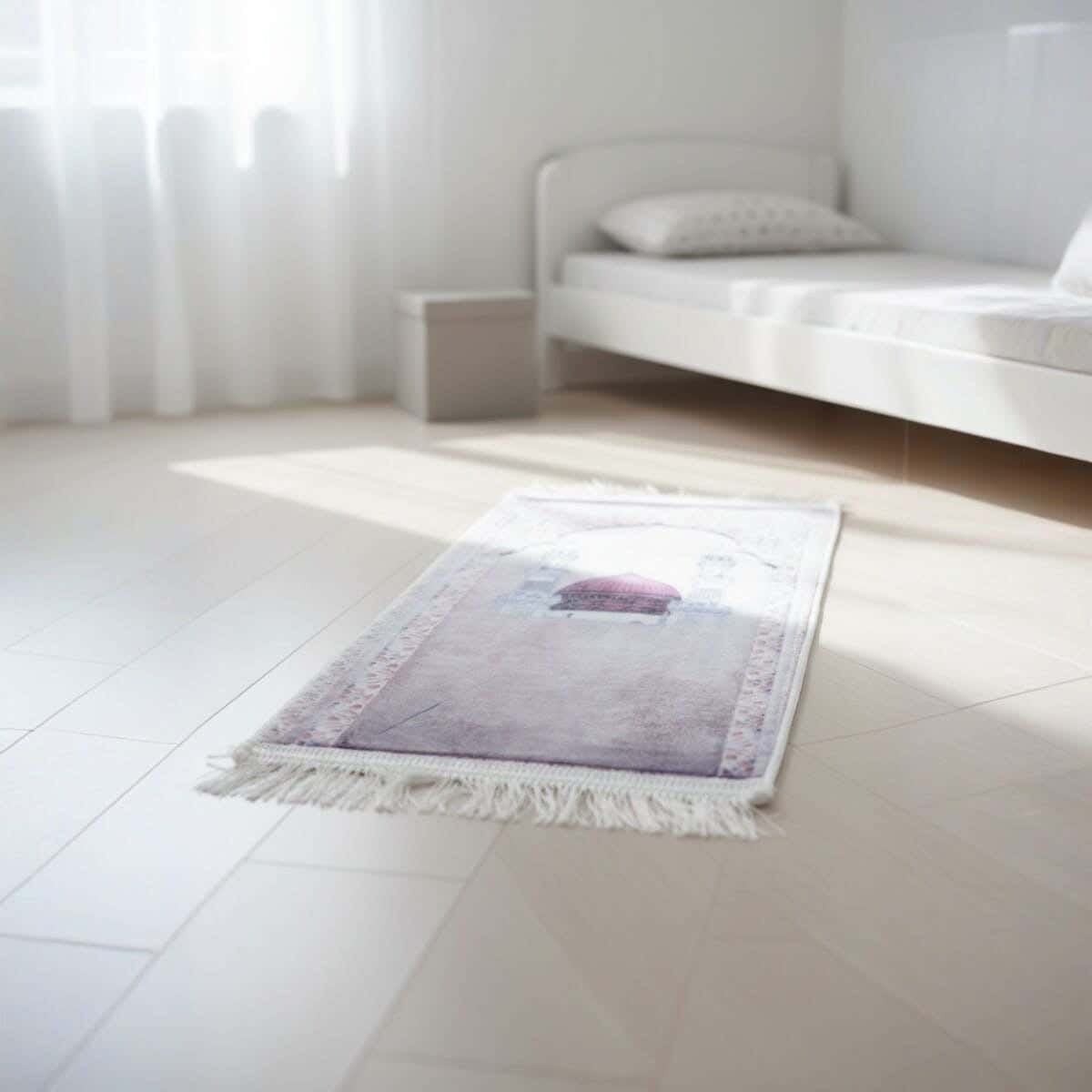Velvet Prayer Rug, Dots Back, 40×75 cm, Approximately 290 grm - Light Mauve