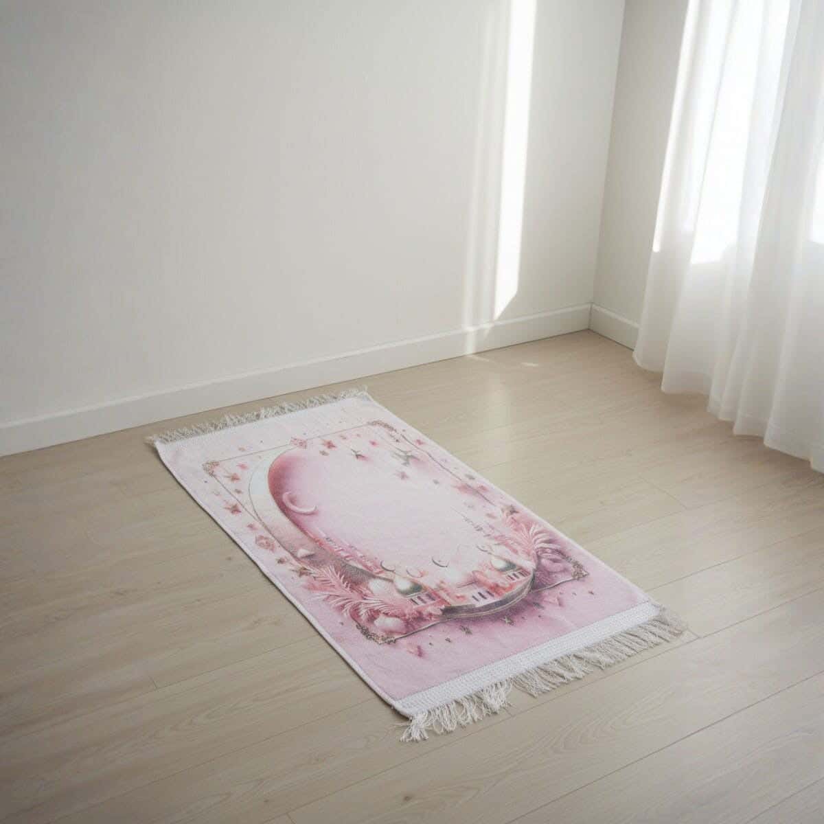 Velvet Prayer Rug, Dots Back, 40×75 cm, Approximately 290 grm - Rose White