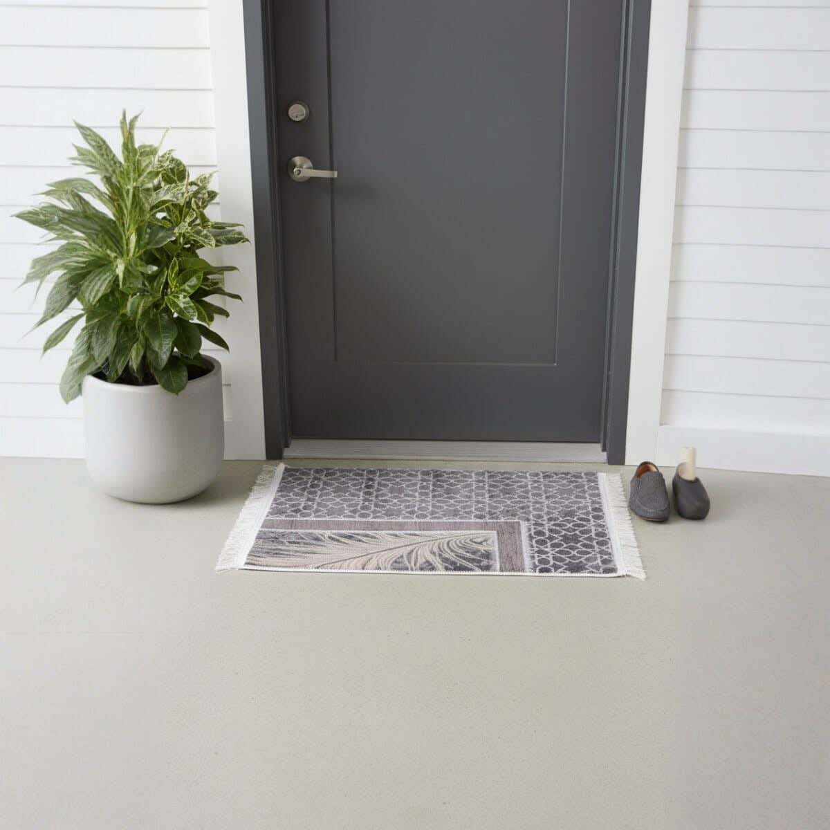 Doormat Velvet with Dots Back, 50×70 cm, Approximately 350 grm - Dark Green Beige