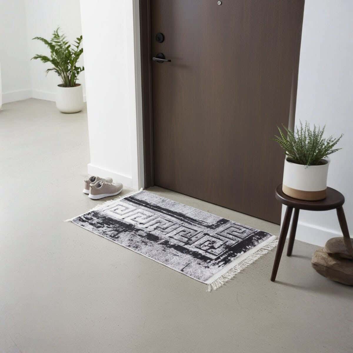 Doormat Velvet with Dots Back, 50×70 cm, Approximately 350 grm - Dark Green White