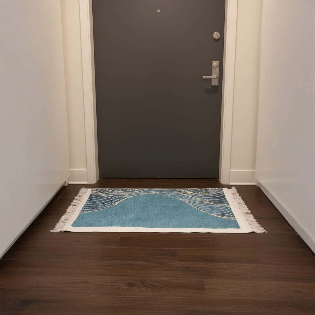 Doormat Velvet with Dots Back, 50×70 cm, Approximately 350 grm - Light Blue White
