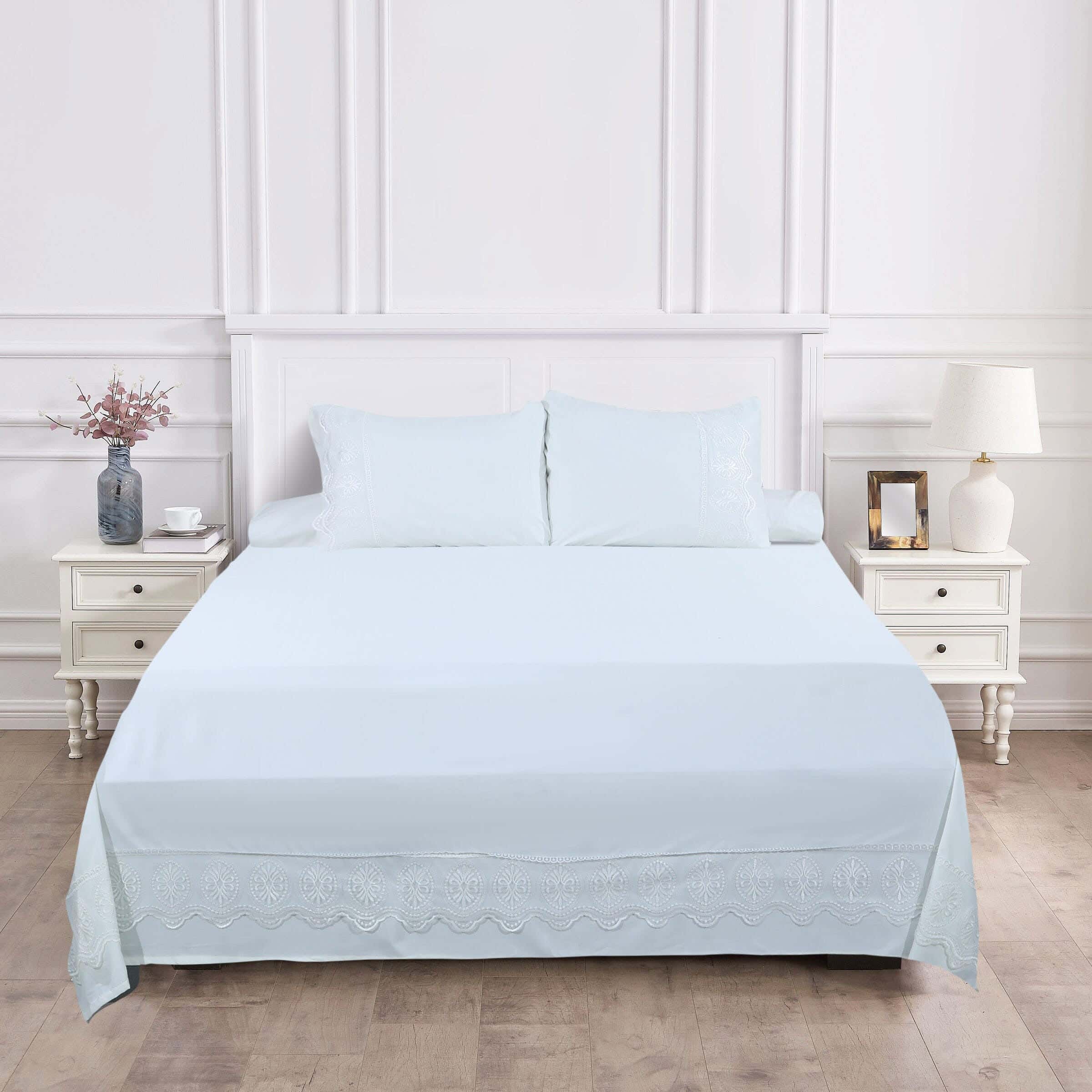 Al Khan Microfiber Bed Sheet Set, 4 Pieces, 240×260 cm, 2380 gm - Off White