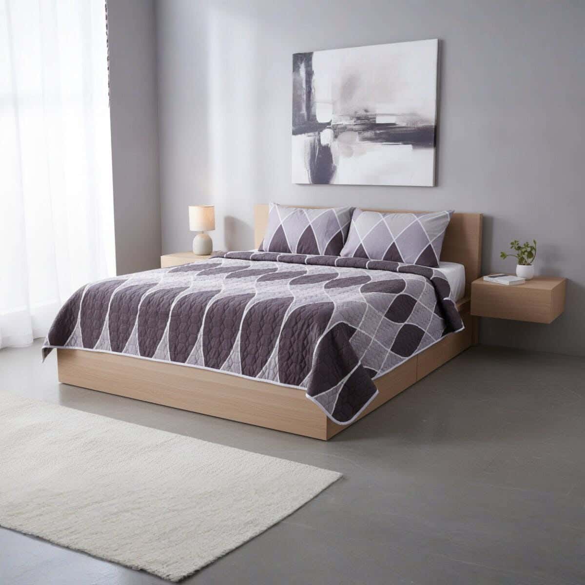 Mokhmal Microfiber Comforter set, 3 pieces, 220x230 cm, 2250 gm - Multicolor