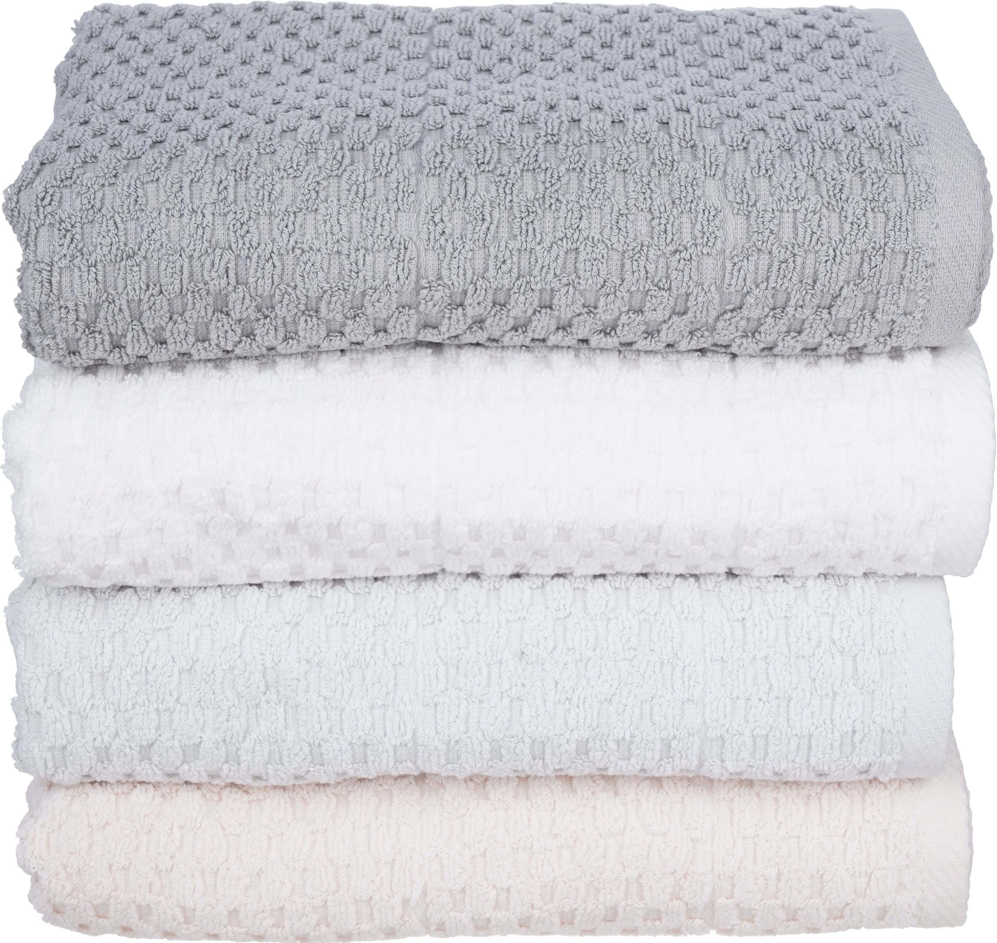 ELBASUONY Plain Cotton Towel Set, 4 Pieces, 60×115 cm, approximately 425 grm - Multicolor
