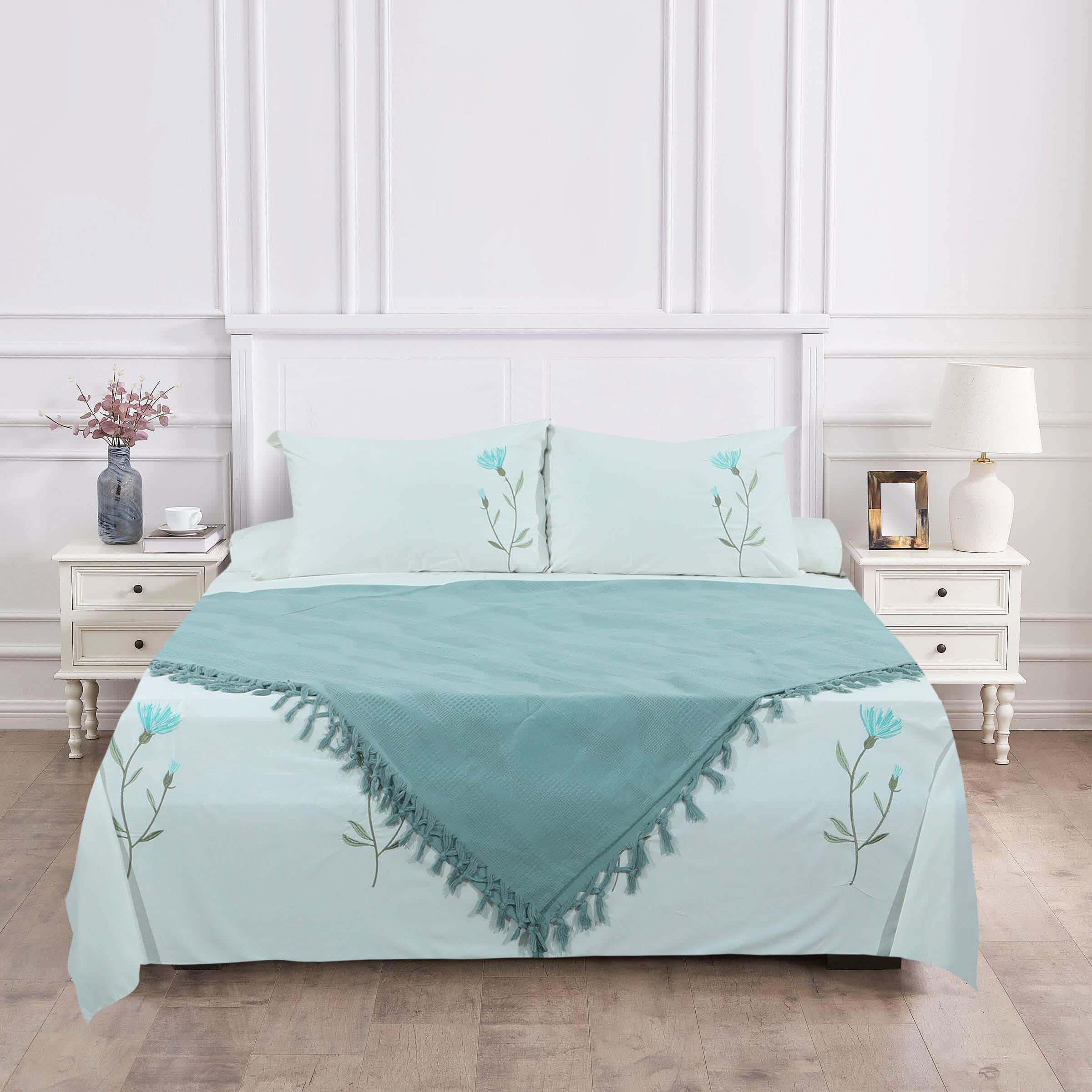 Liza Cotton Comforter Set, 5 Pieces, 225×240 cm, 3750 gm - Olive