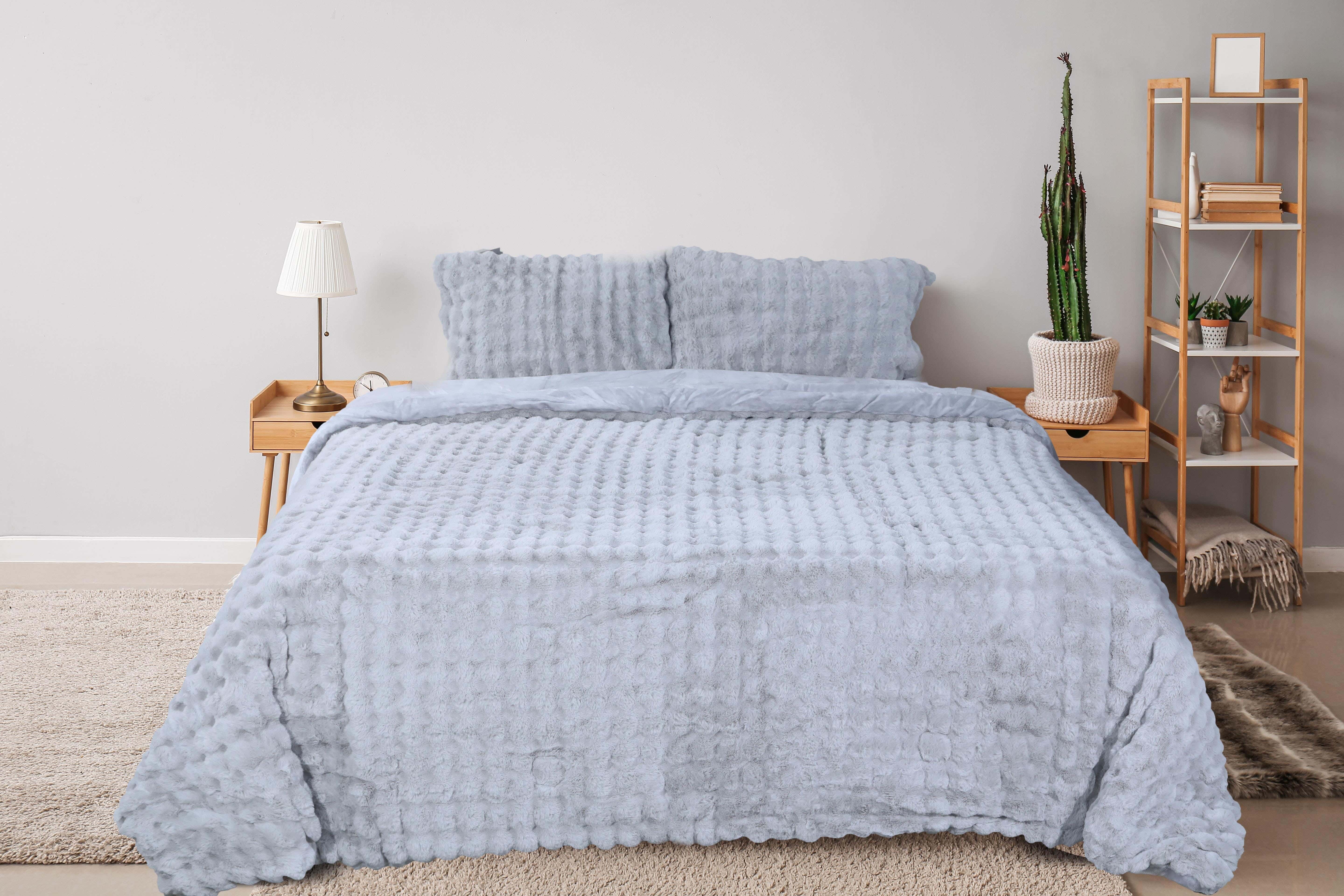 Morano Bubbles Quilt Set, 3 Pieces, 235×255 cm, 8200 gm - Grey