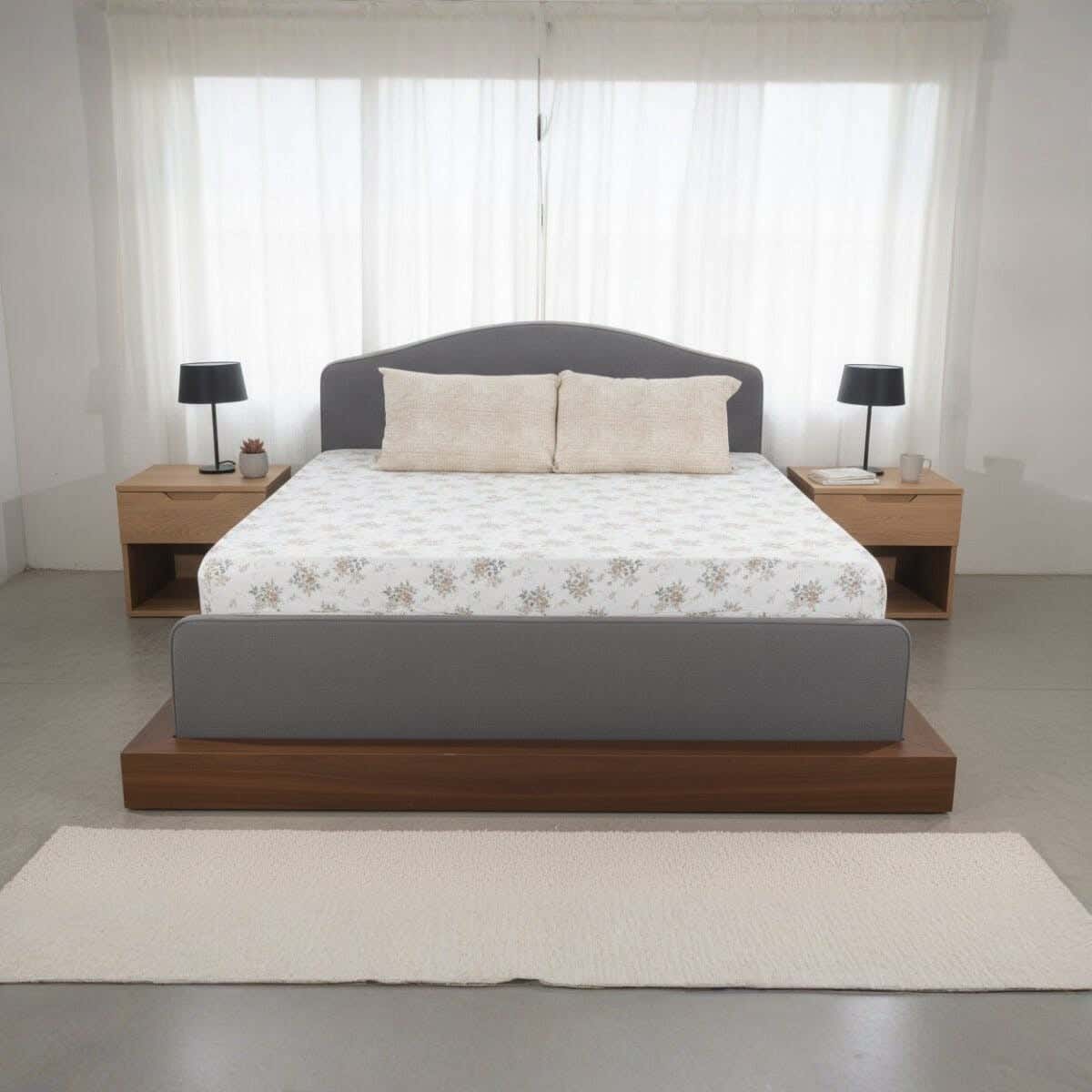 Loom Cotton Bed Sheet Set with Elastic, 4 Pieces, 200×160 cm, 1300 gm - Beige White