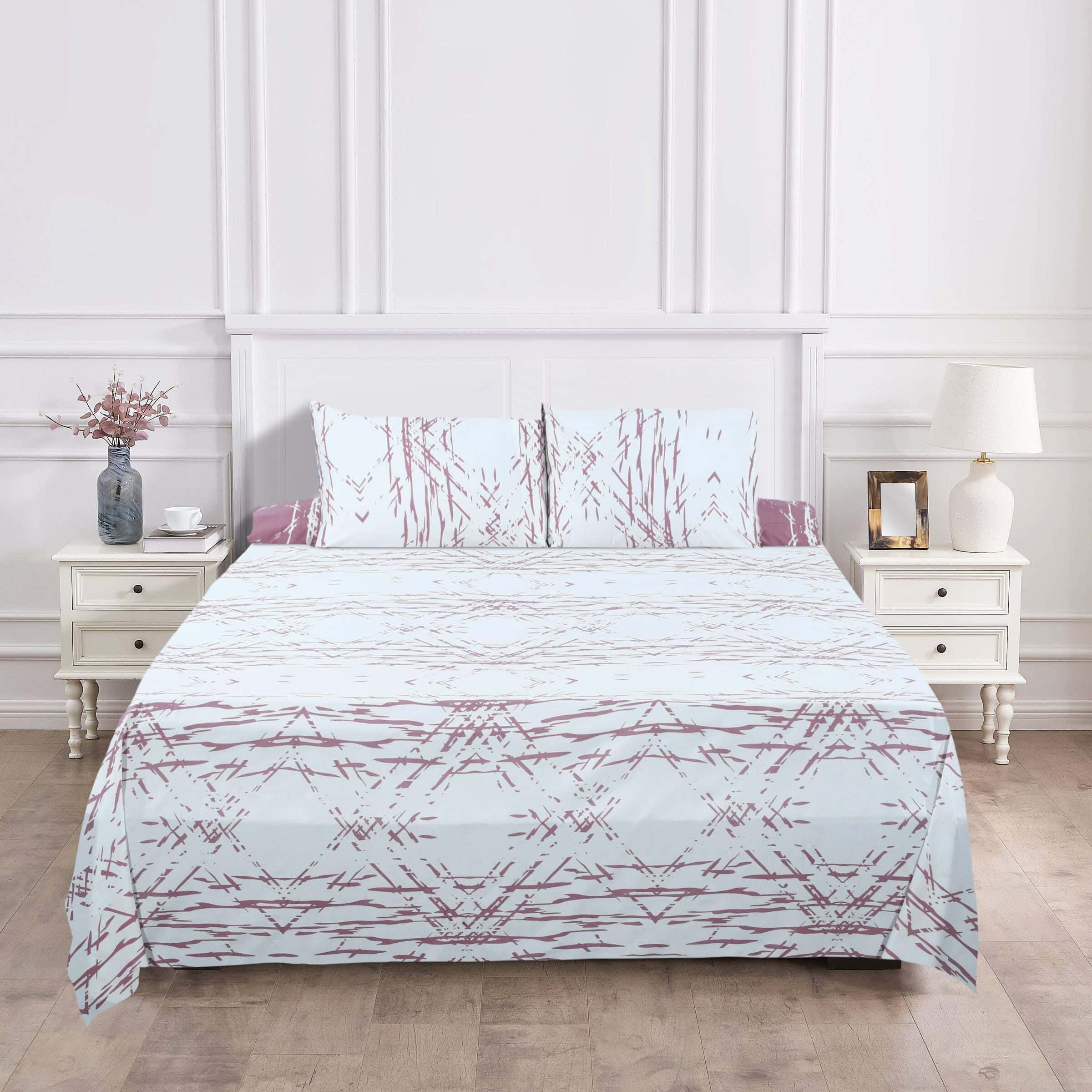 Loom Cotton Bed Sheet Set, 4 Pieces, 240×260 cm, 1500 gm - Multicolor
