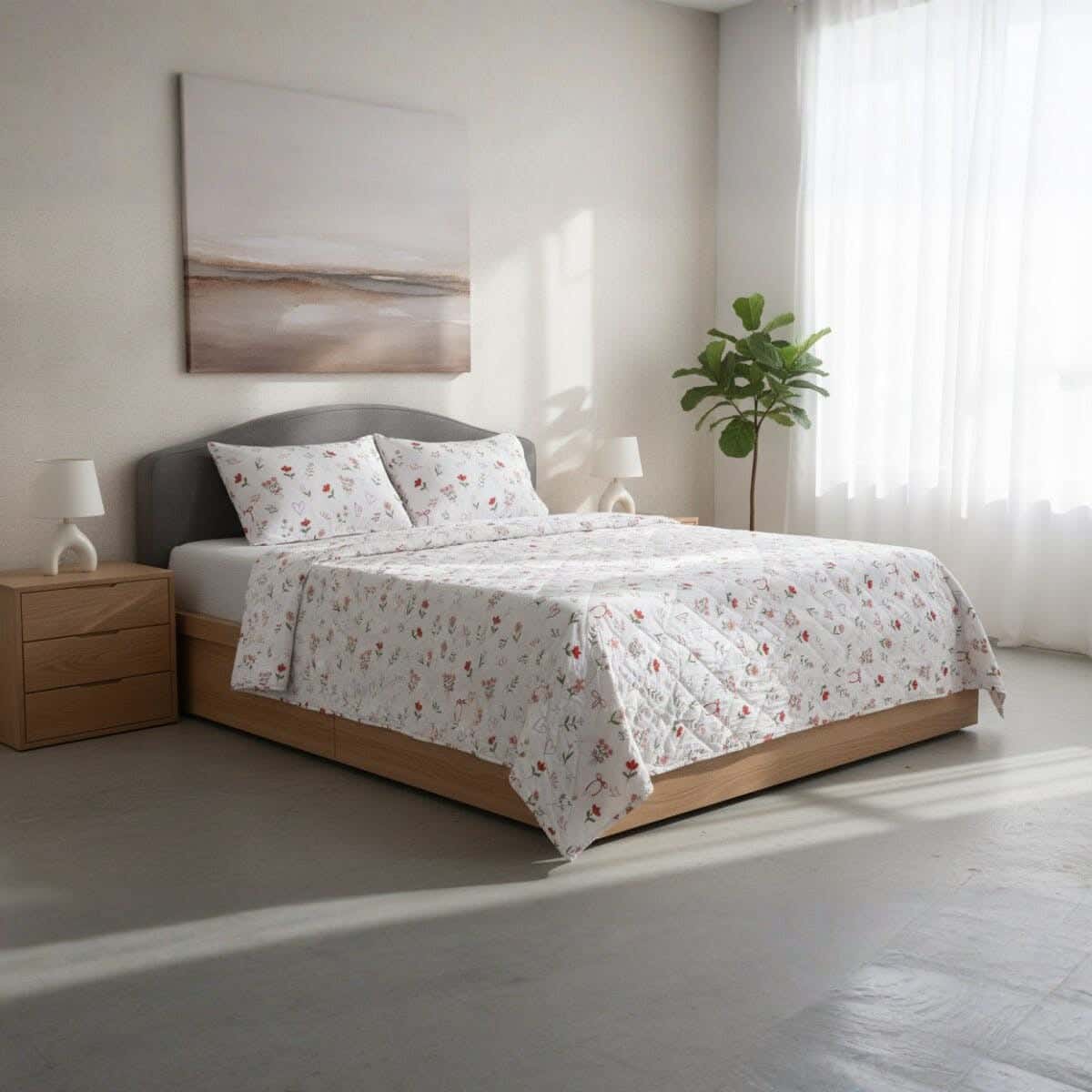 Lemog Cotton Comforter Set, 3 Pieces, 240×260 cm, 3100 gm - Multicolor