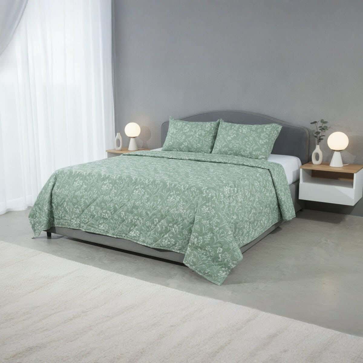 Lemog Cotton Comforter Set, 3 Pieces, 240×260 cm, 3100 gm - Multicolor