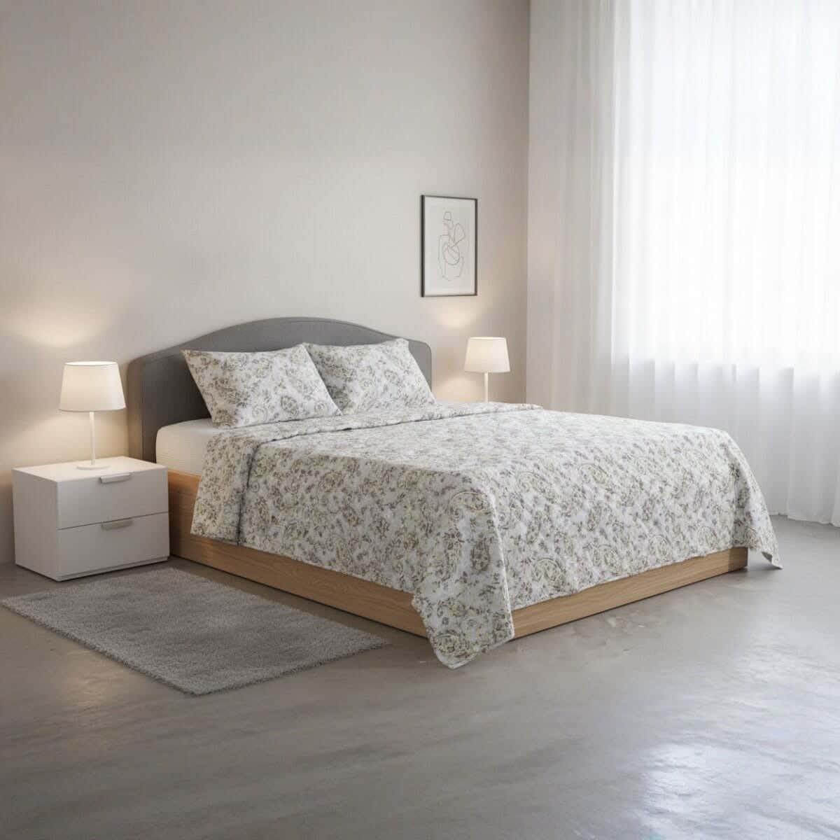 Lemog Cotton Comforter Set, 3 Pieces, 240×260 cm, 3100 gm - Multicolor