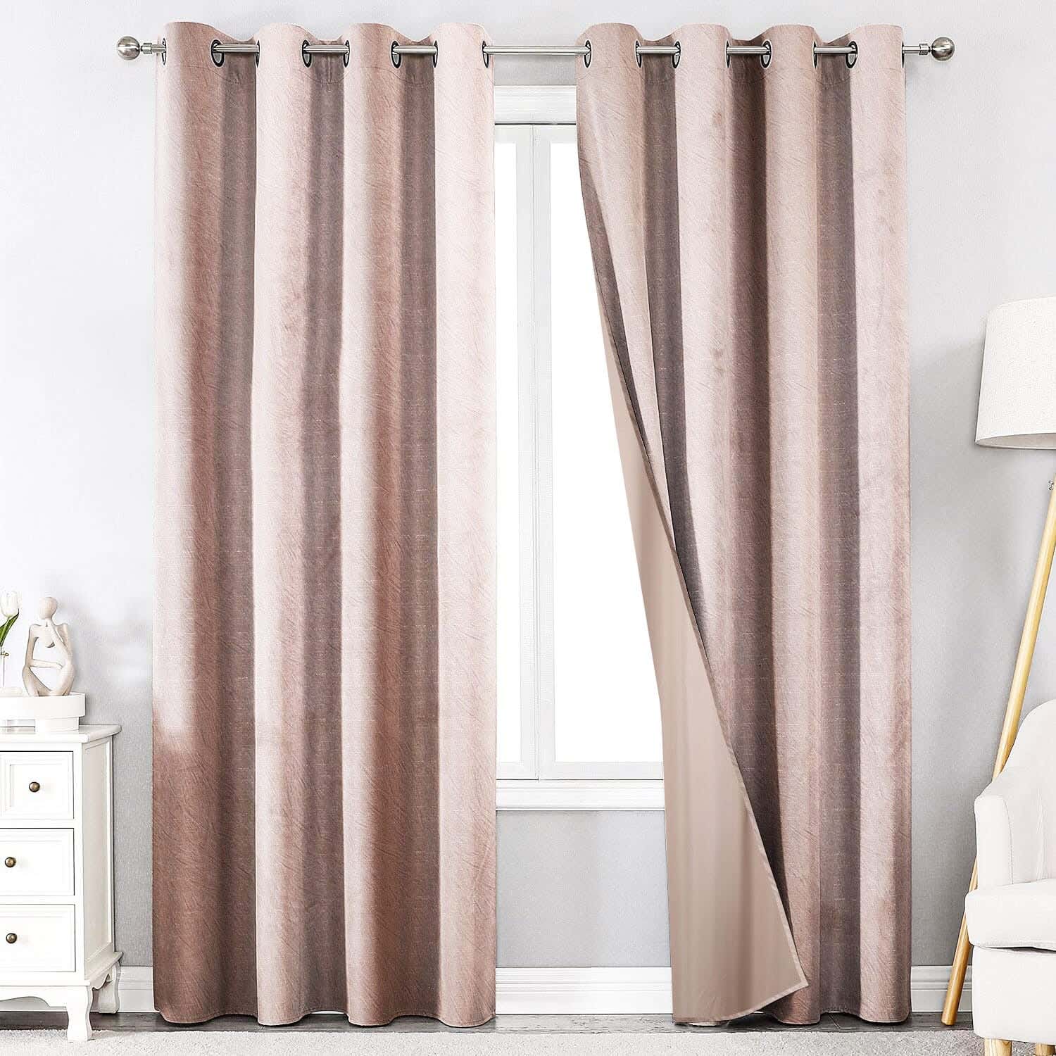 Makhmal Velvet Plain Curtain with Ring, 135×250 cm, approximately 855 grm - Beige ( 1 piece )