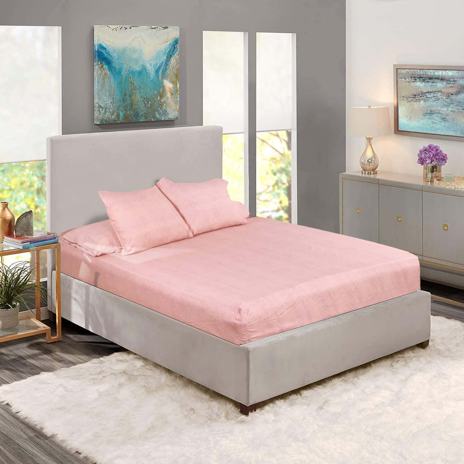 Lili Cotton Bed Sheet Set, 4 Pieces, 200x160 cm, 1150 gm - Cashmere