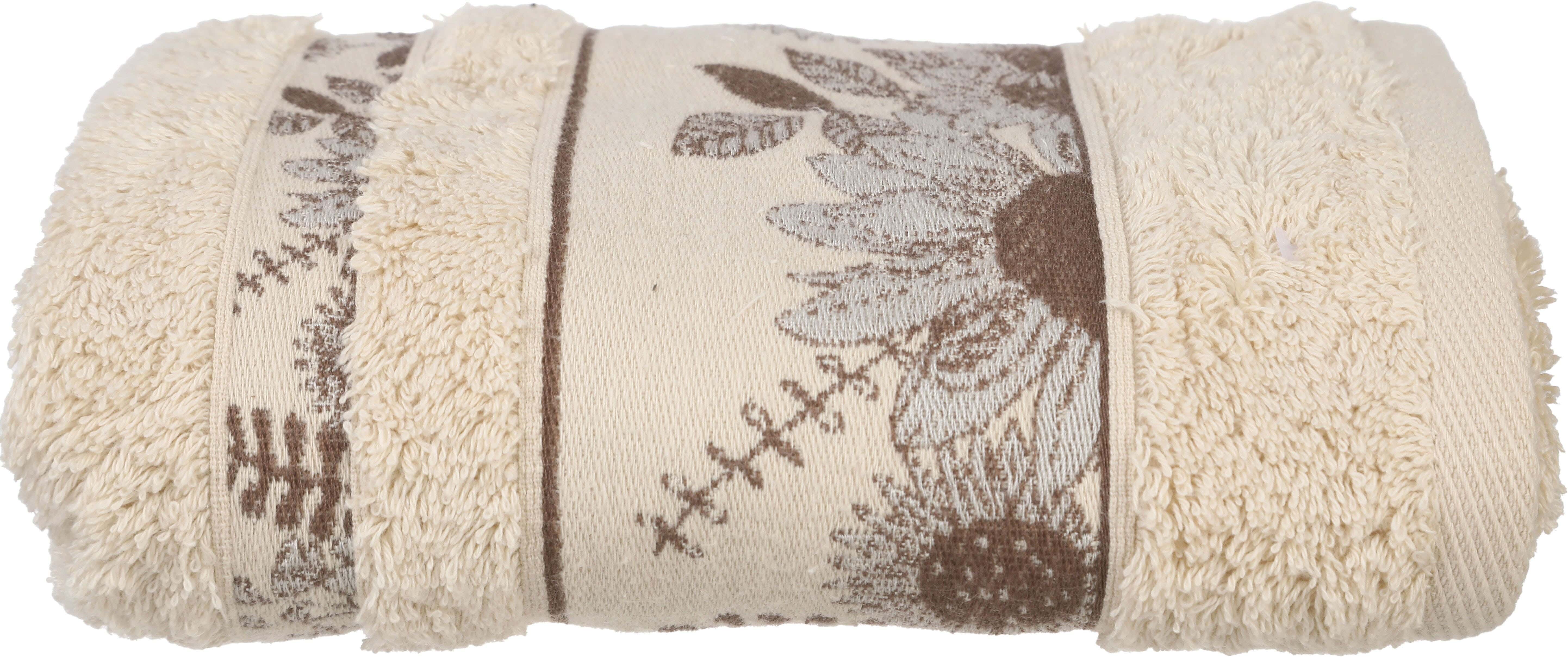 Verdi Canar Jacquard Cotton Towel, 50×90 cm, Approximately 280 grm - Coffee
