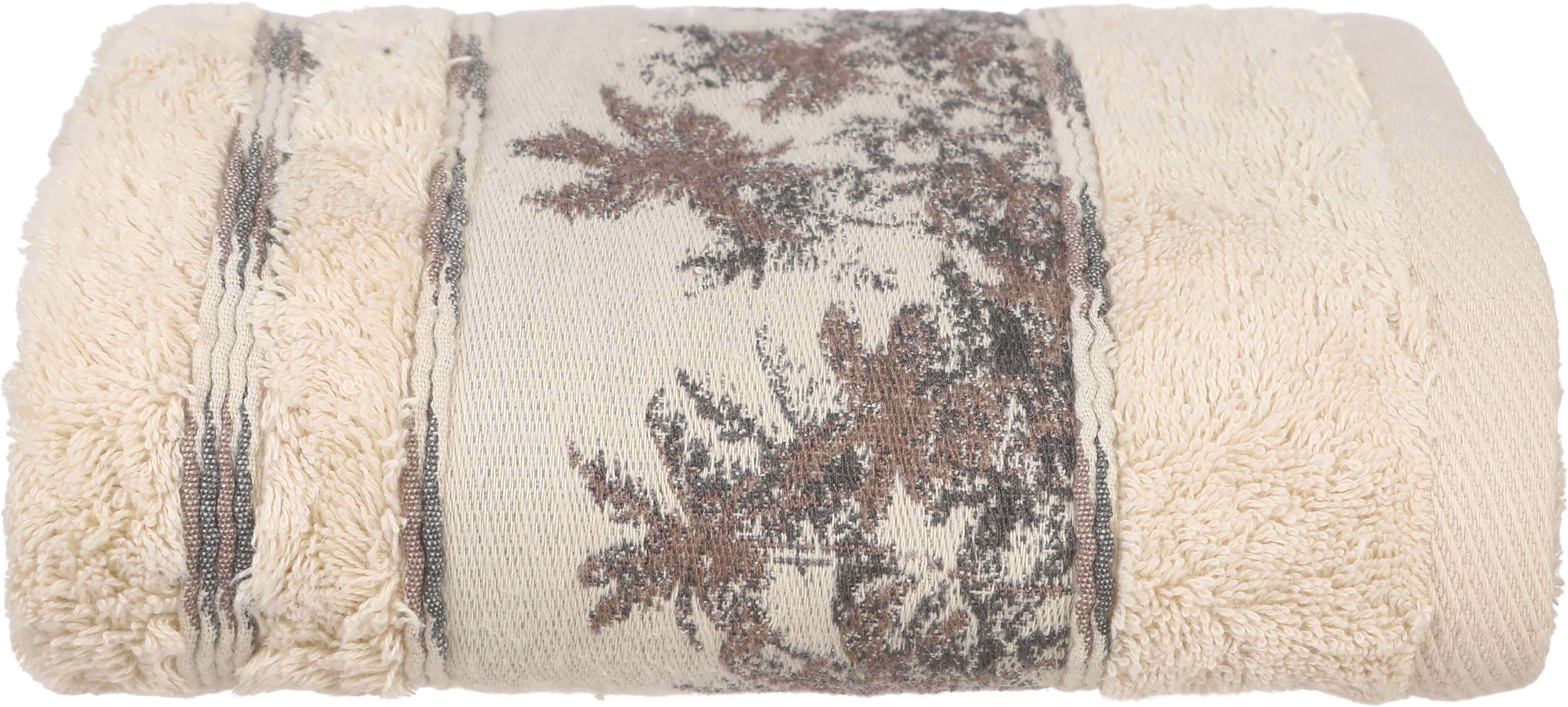 Verdi Canar Jacquard Cotton Towel, 50×90 cm, Approximately 280 grm - Coffee