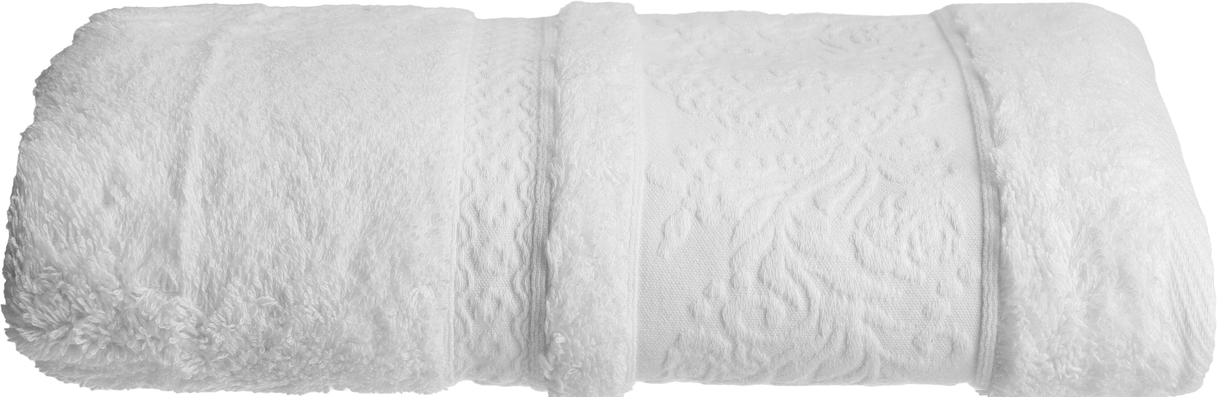 Verdi Canar Jacquard Cotton Bathrobe, 65×130 cm, Approximately 520 grm - White