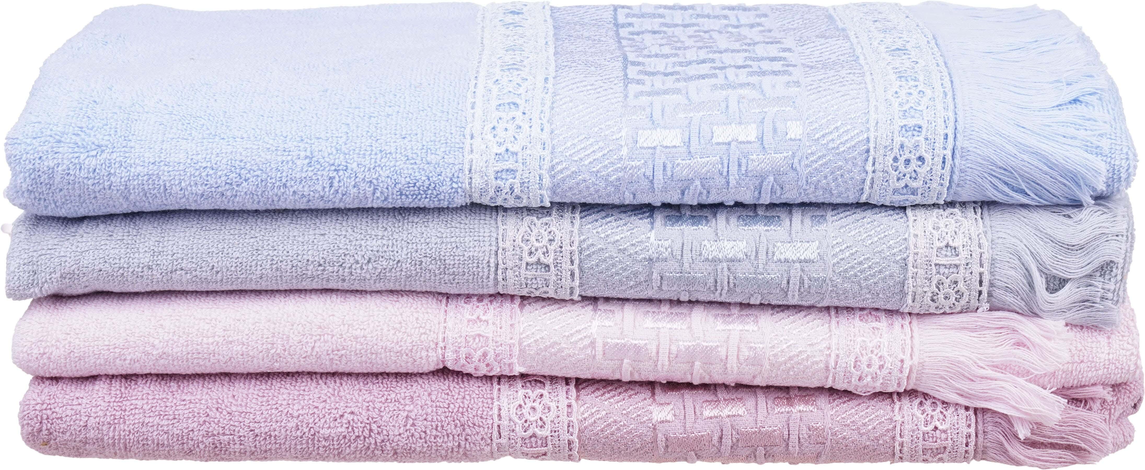 Banotex Jacquard Cotton Towel Set, 4 Pieces, 55×100 cm, Approximately 300 grm - Multicolor