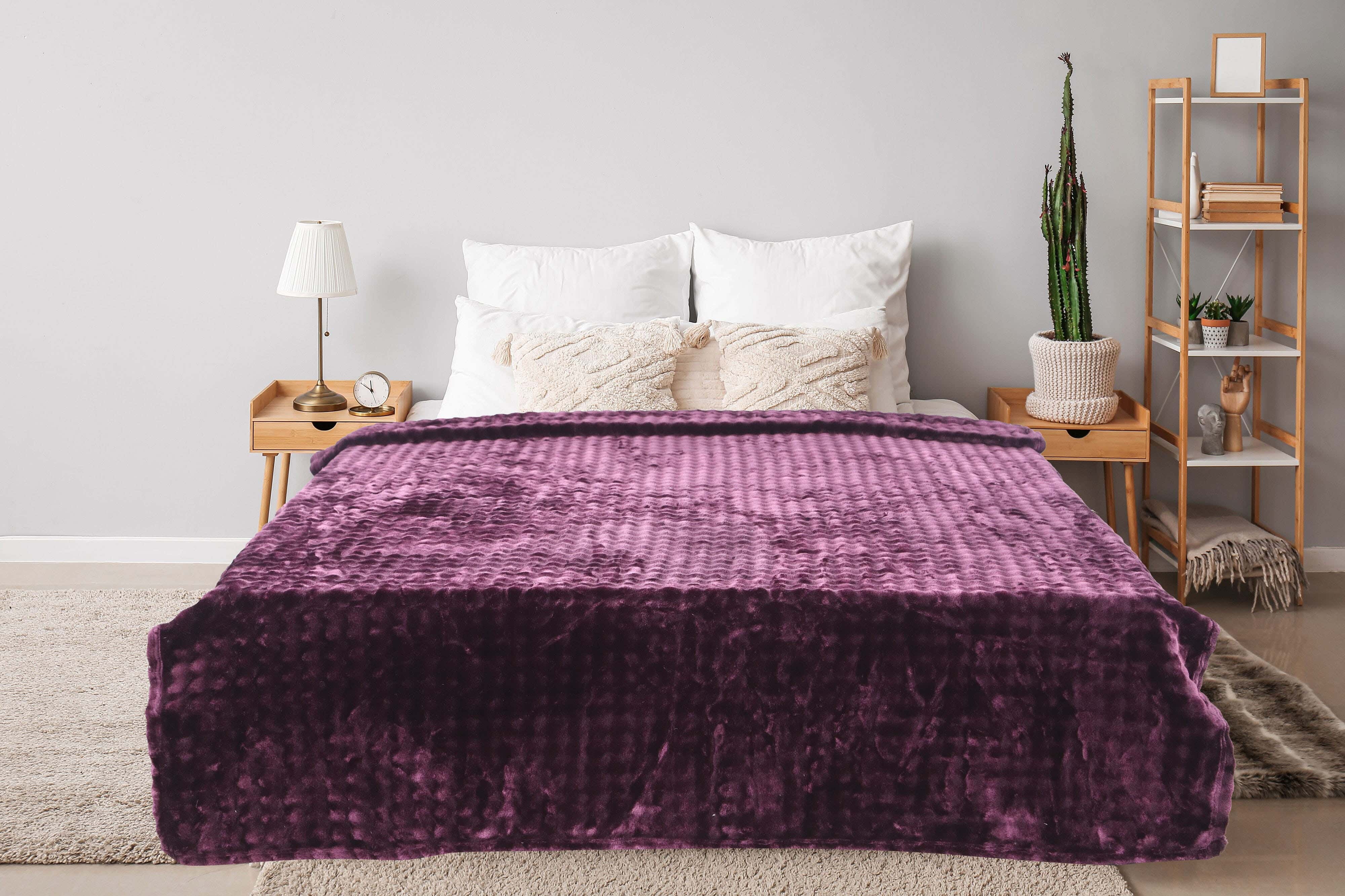 Morano Velvet Youth Blanket Set, 2 Pieces, 180×240 cm, 4000 gm - Purple