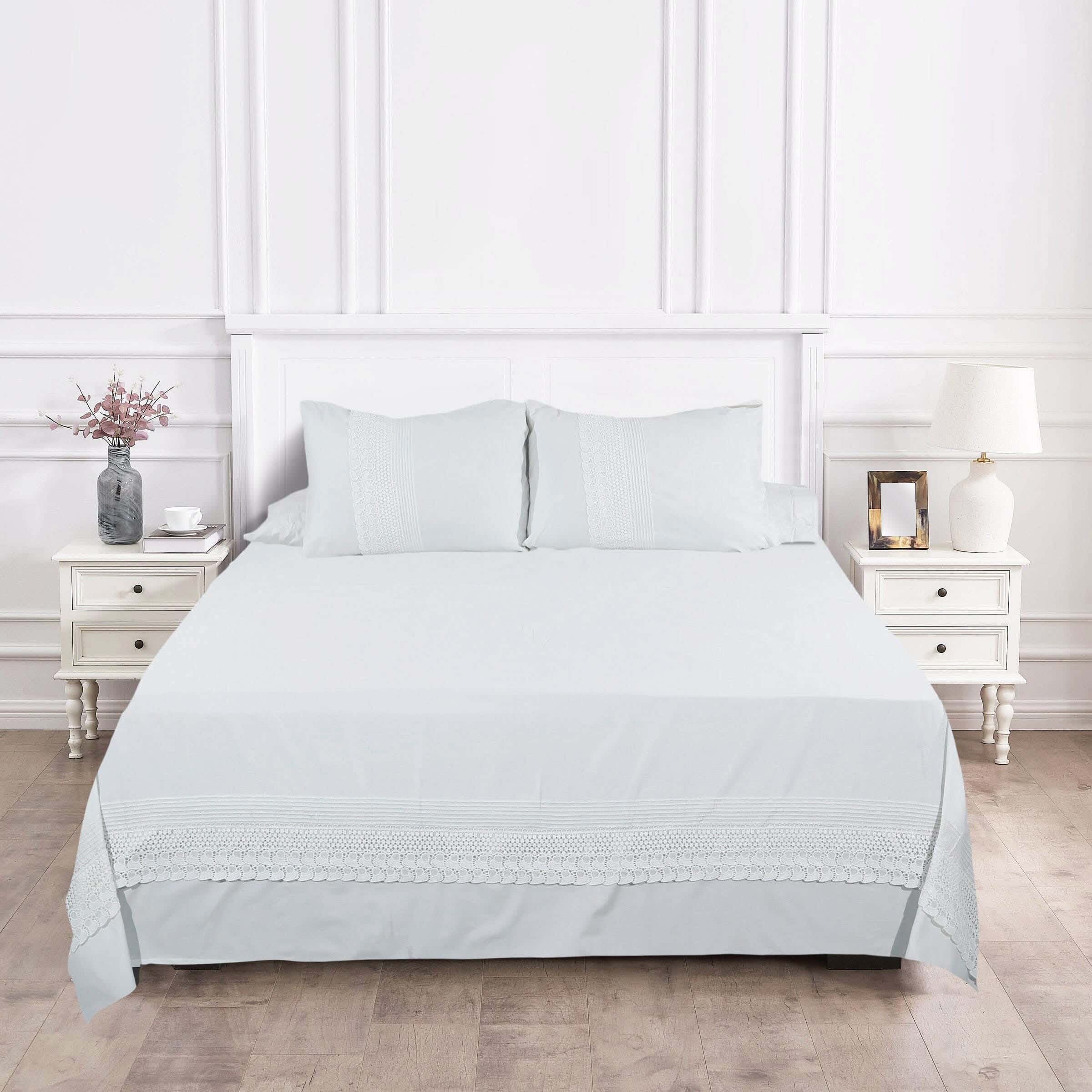 Bazar Cotton Bed Sheet Set, 4 Pieces, 240×260 cm, 2600 gm - Off White