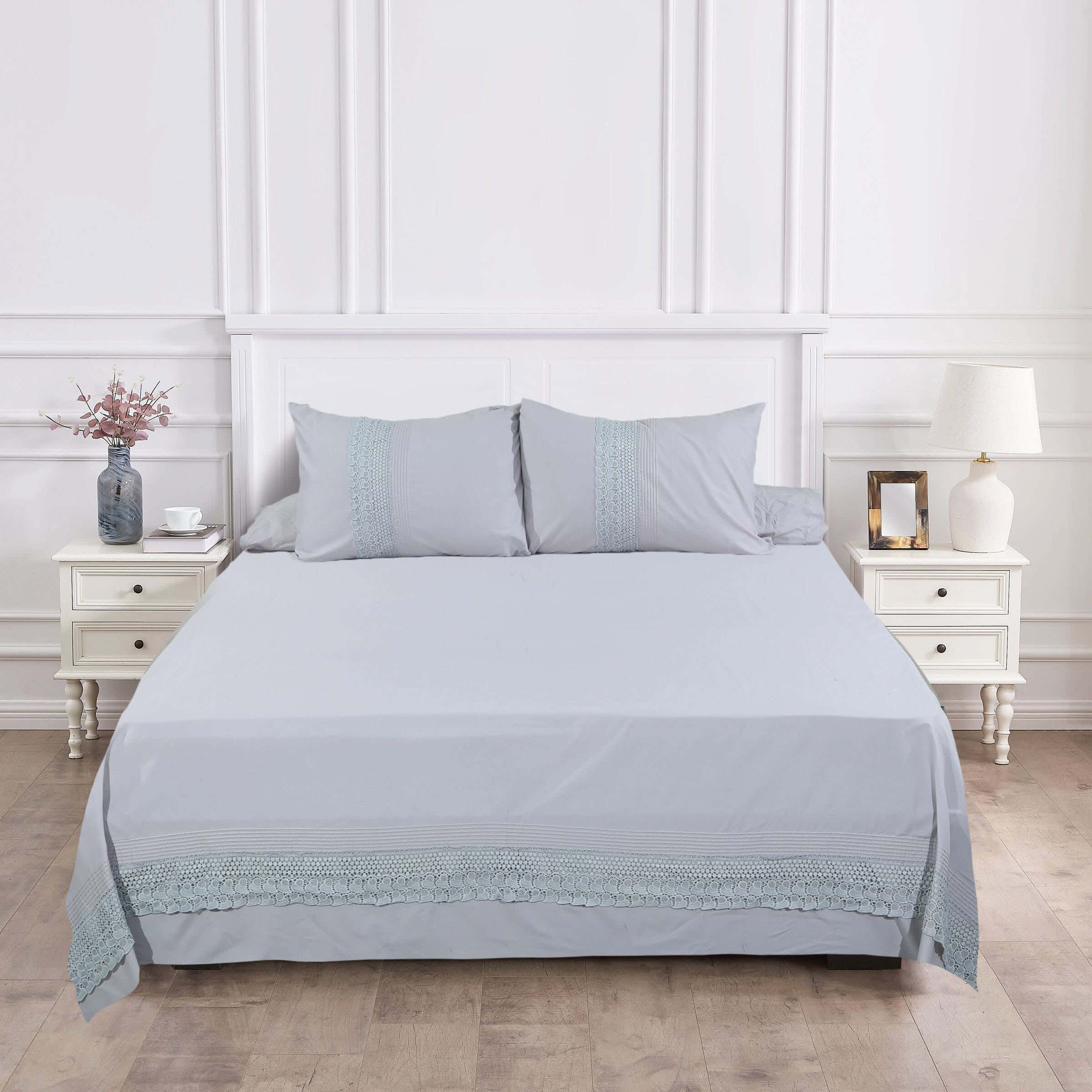 Bazar Cotton Bed Sheet Set, 4 Pieces, 240×260 cm, 2600 gm - Grey