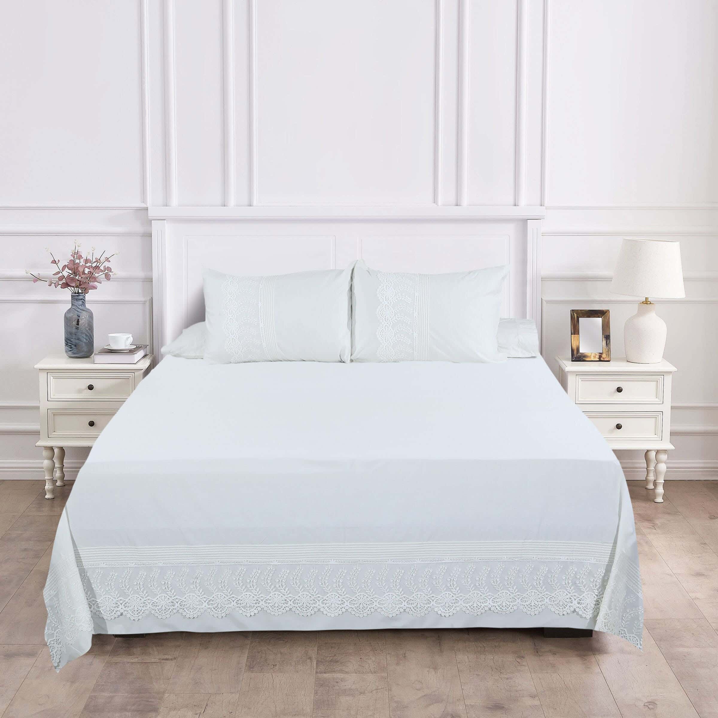 Bazar Cotton Bed Sheet Set, 4 Pieces, 240×260 cm, 2550 gm - Off White