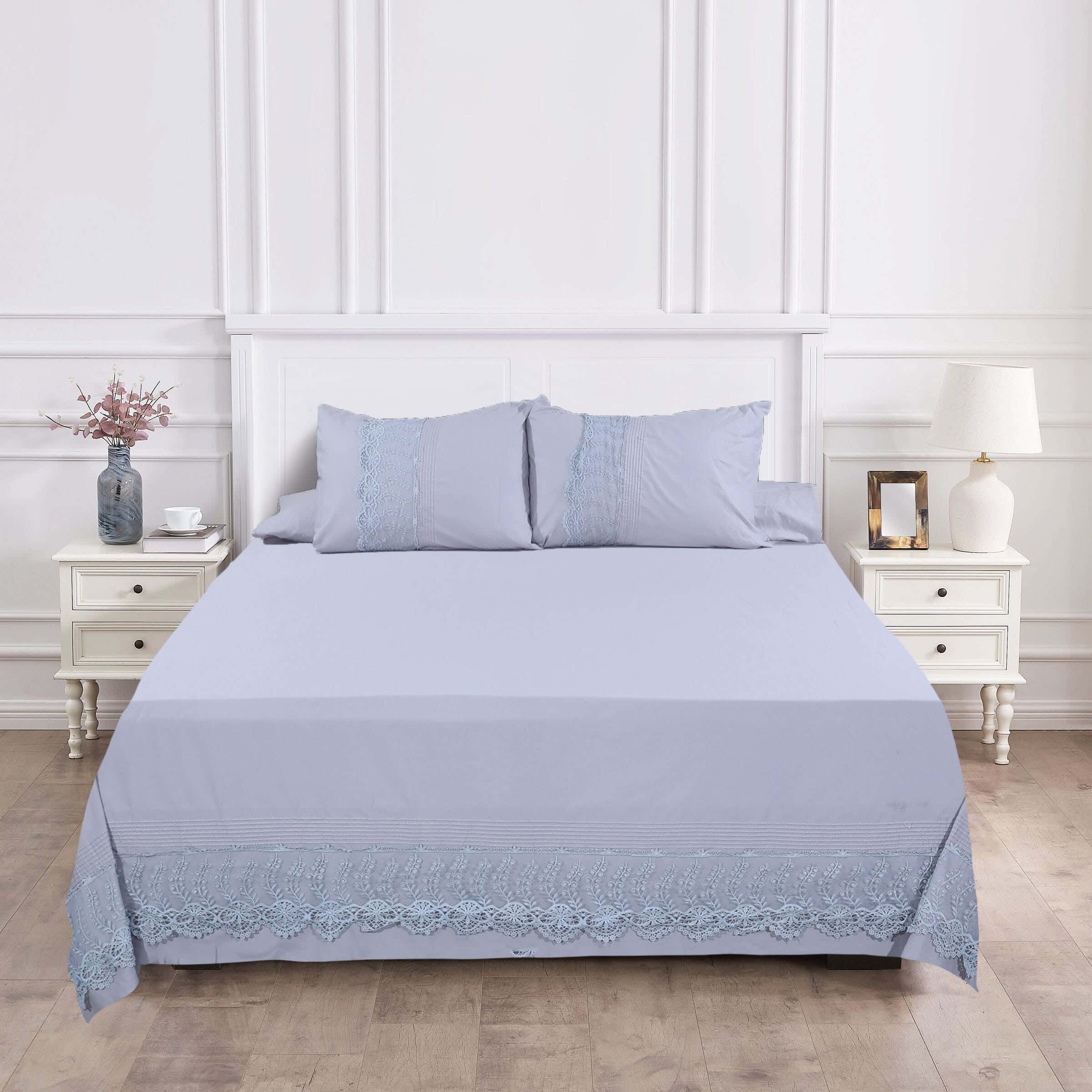 Bazar Cotton Bed Sheet Set, 4 Pieces, 240×260 cm, 2550 gm - Grey