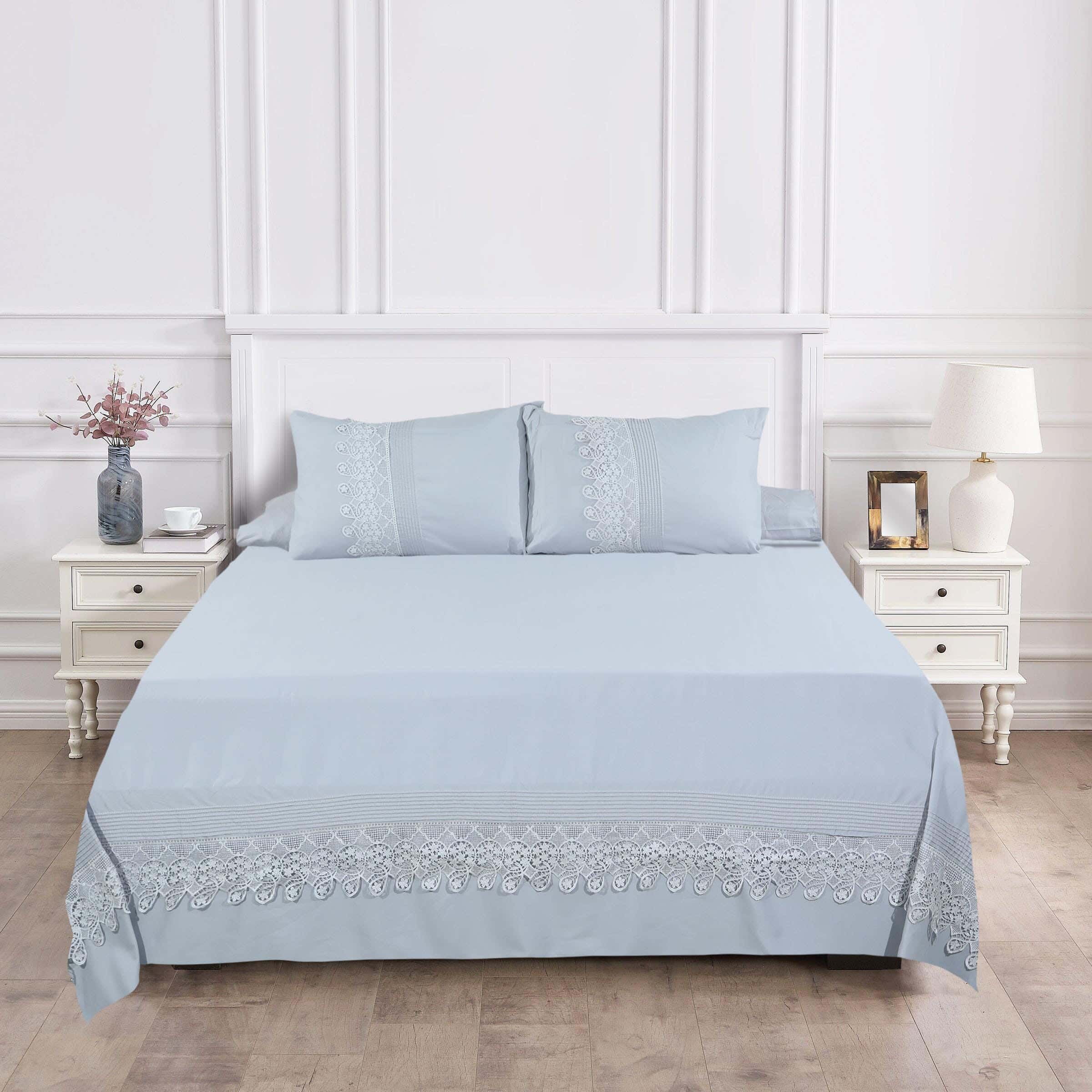 Khoyout Microfiber Bed Sheet Set, 4 Pieces, 240×260 cm, 2600 gm - Grey