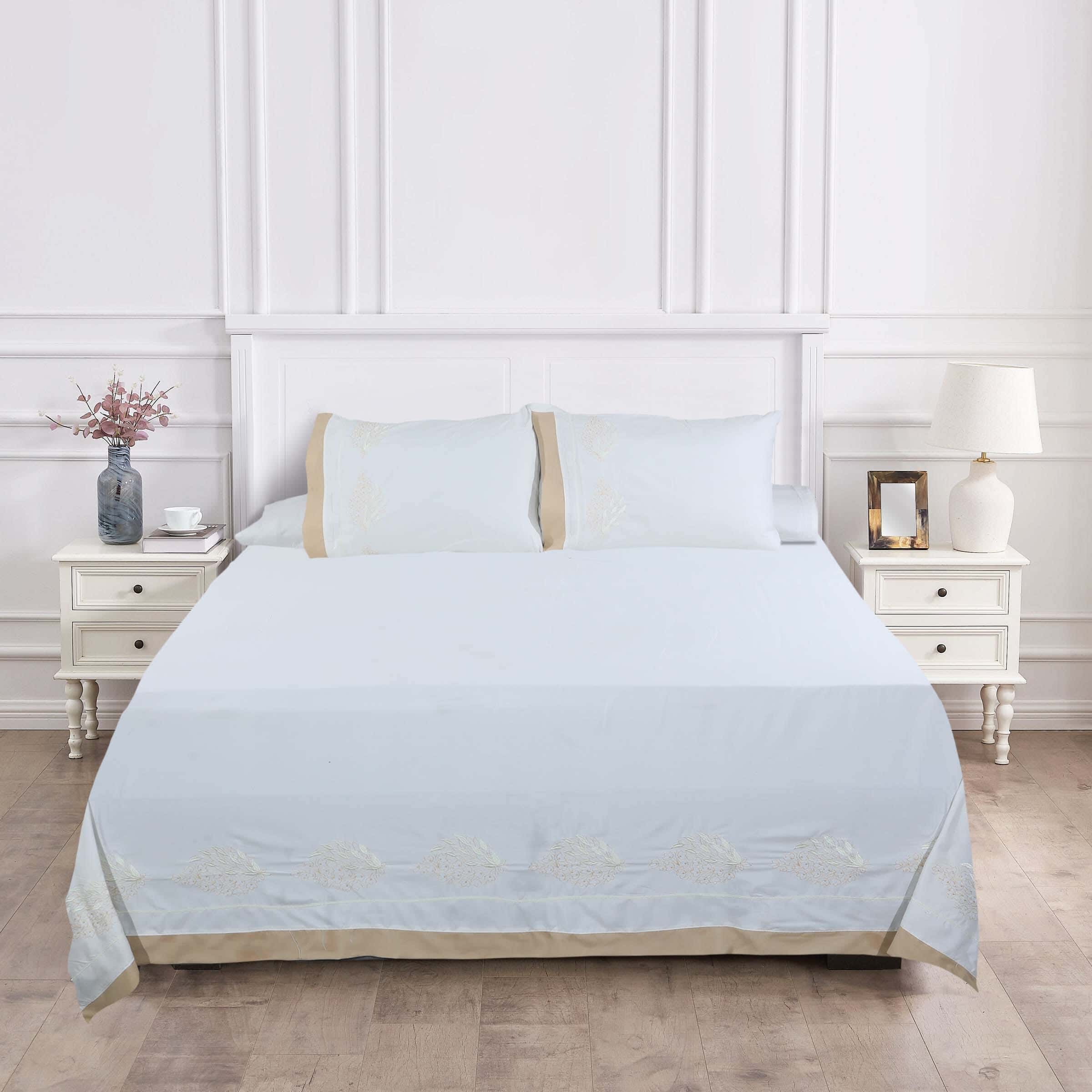 Khoyout Microfiber Bed Sheet Set, 4 Pieces, 240×260 cm, 2200 gm - Off White