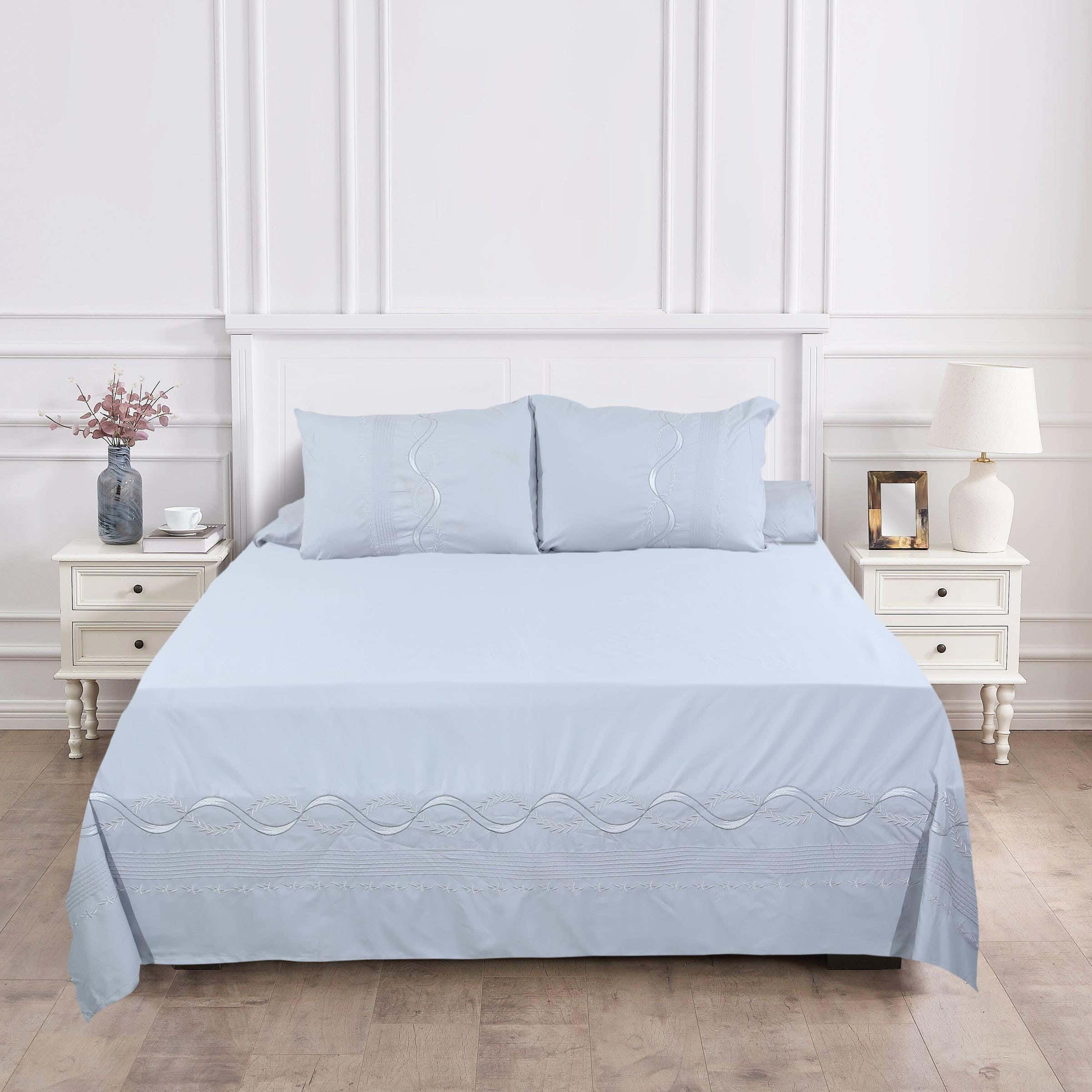 Khoyout Microfiber Bed Sheet Set, 4 Pieces, 240×260 cm, 2350 gm - Grey