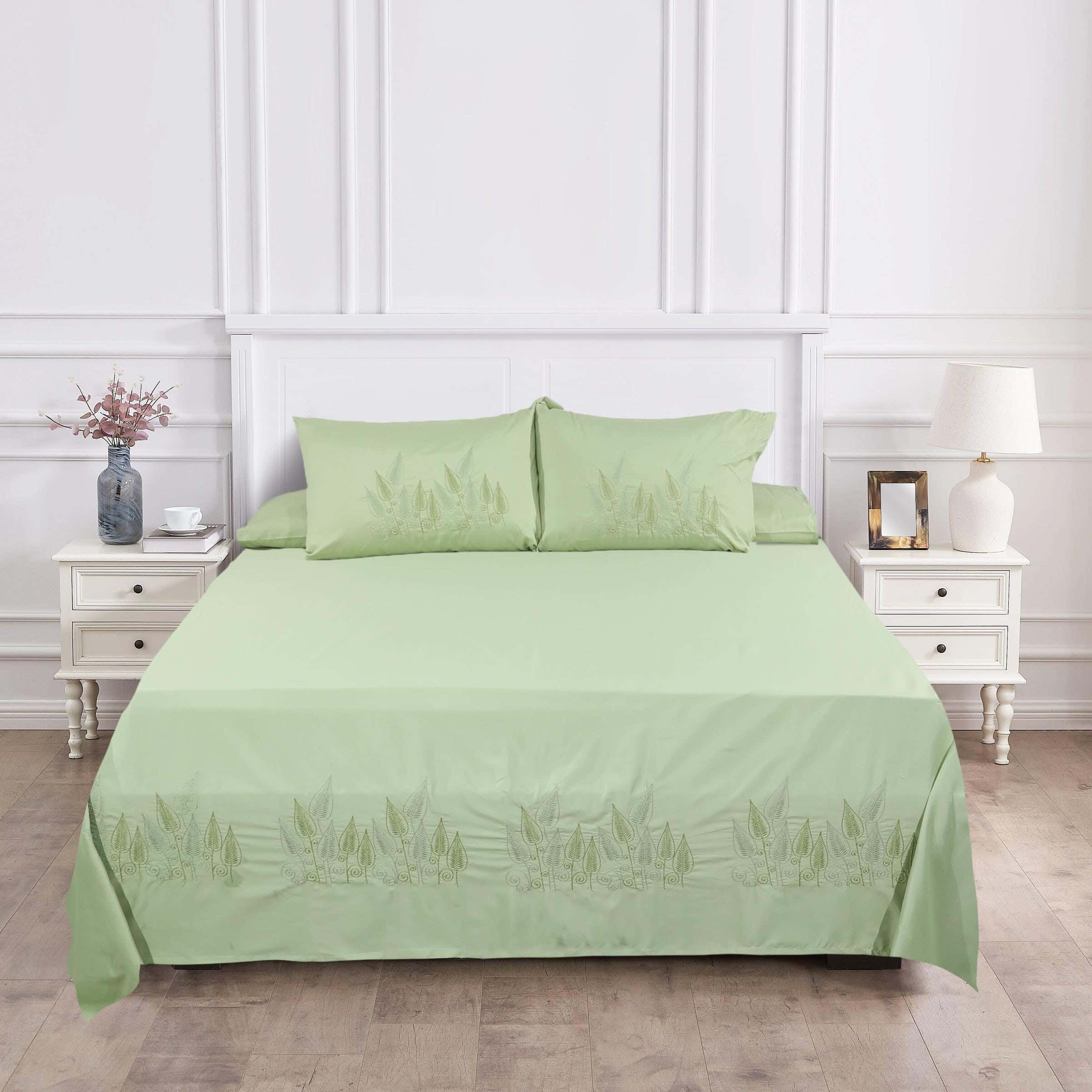 Khoyout Microfiber Bed Sheet Set, 4 Pieces, 240×260 cm, 2500 gm - Olive