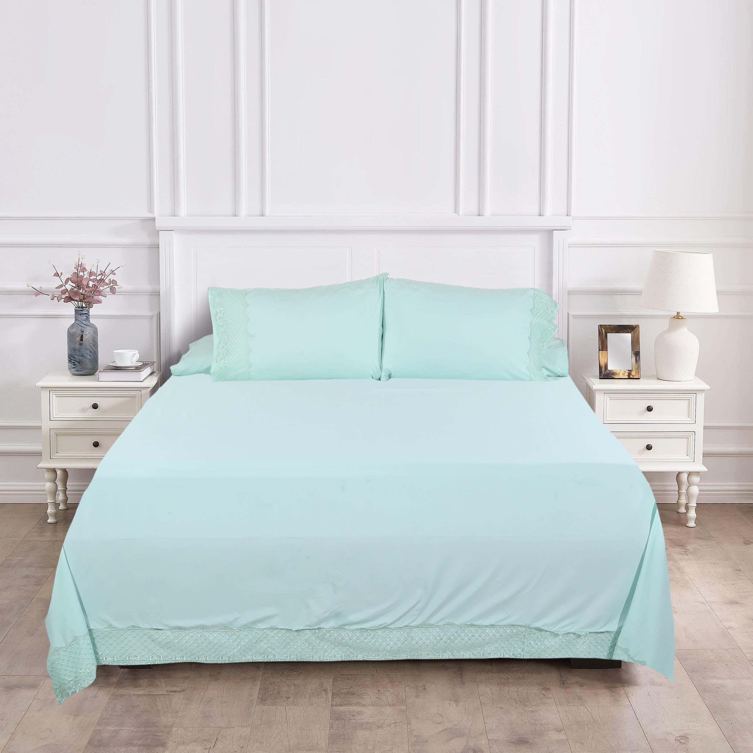 Microfiber Bed Sheet Set, 4 Pieces, 240×260 cm, 2200 gm - Turquoise