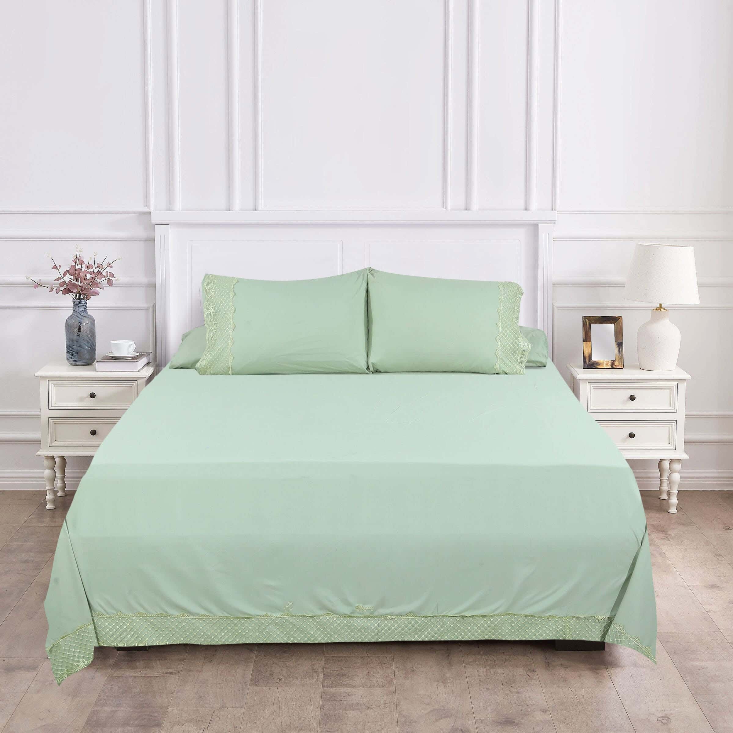 Microfiber Bed Sheet Set, 4 Pieces, 240×260 cm, 2200 gm - Olive