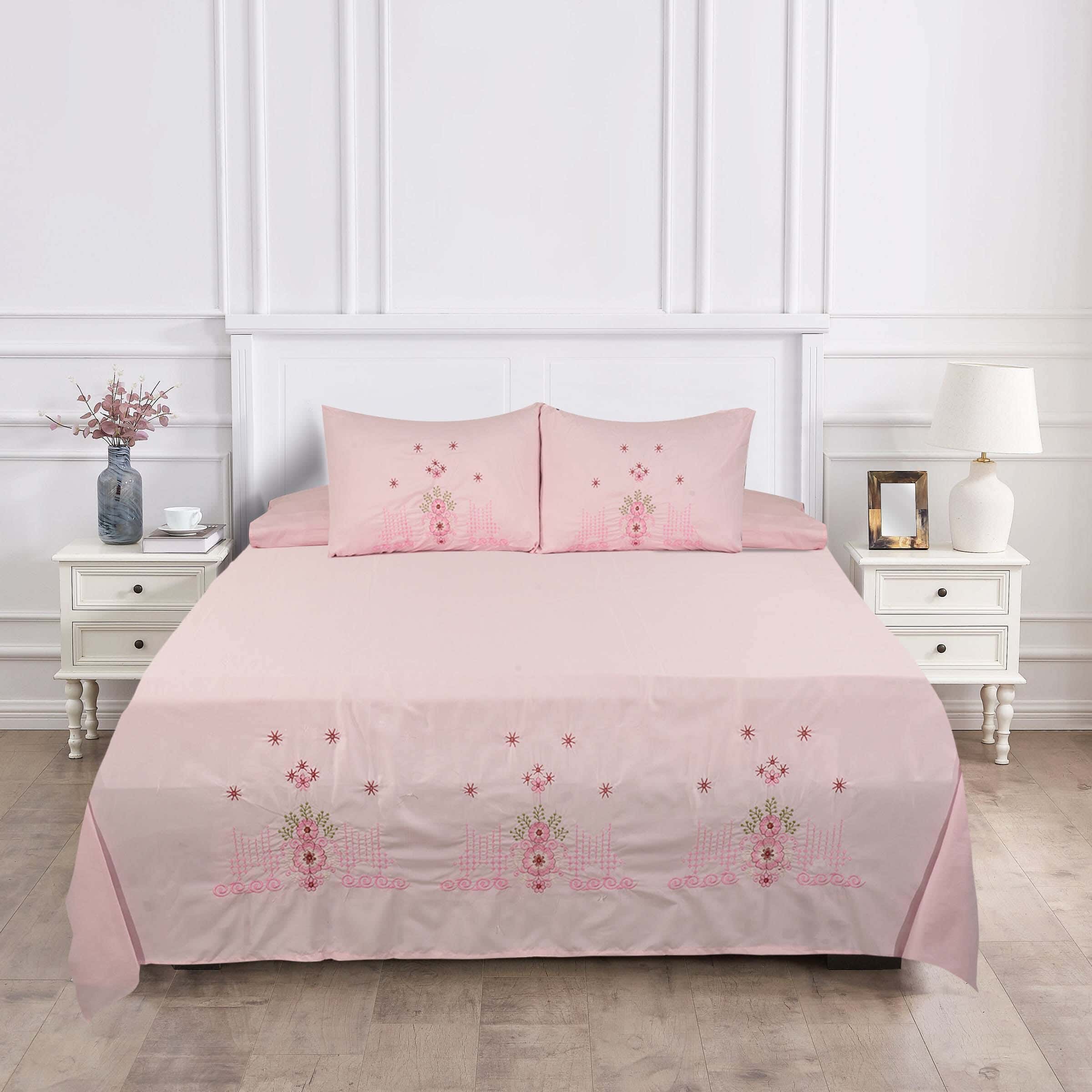 Instagold Microfiber Bedding Sheet Set, 4 pieces, 240×240 cm, 1650 gm - Pink