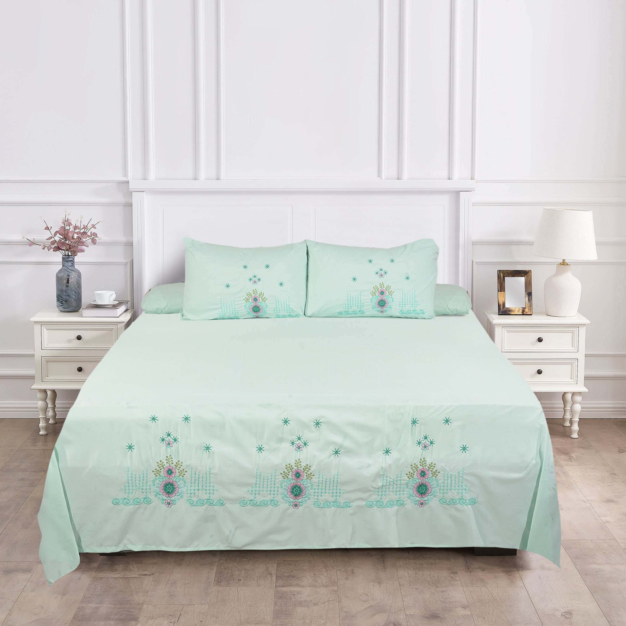 Instagold Microfiber Bedding Sheet Set, 4 pieces, 240×240 cm, 1650 gm - Turquoise