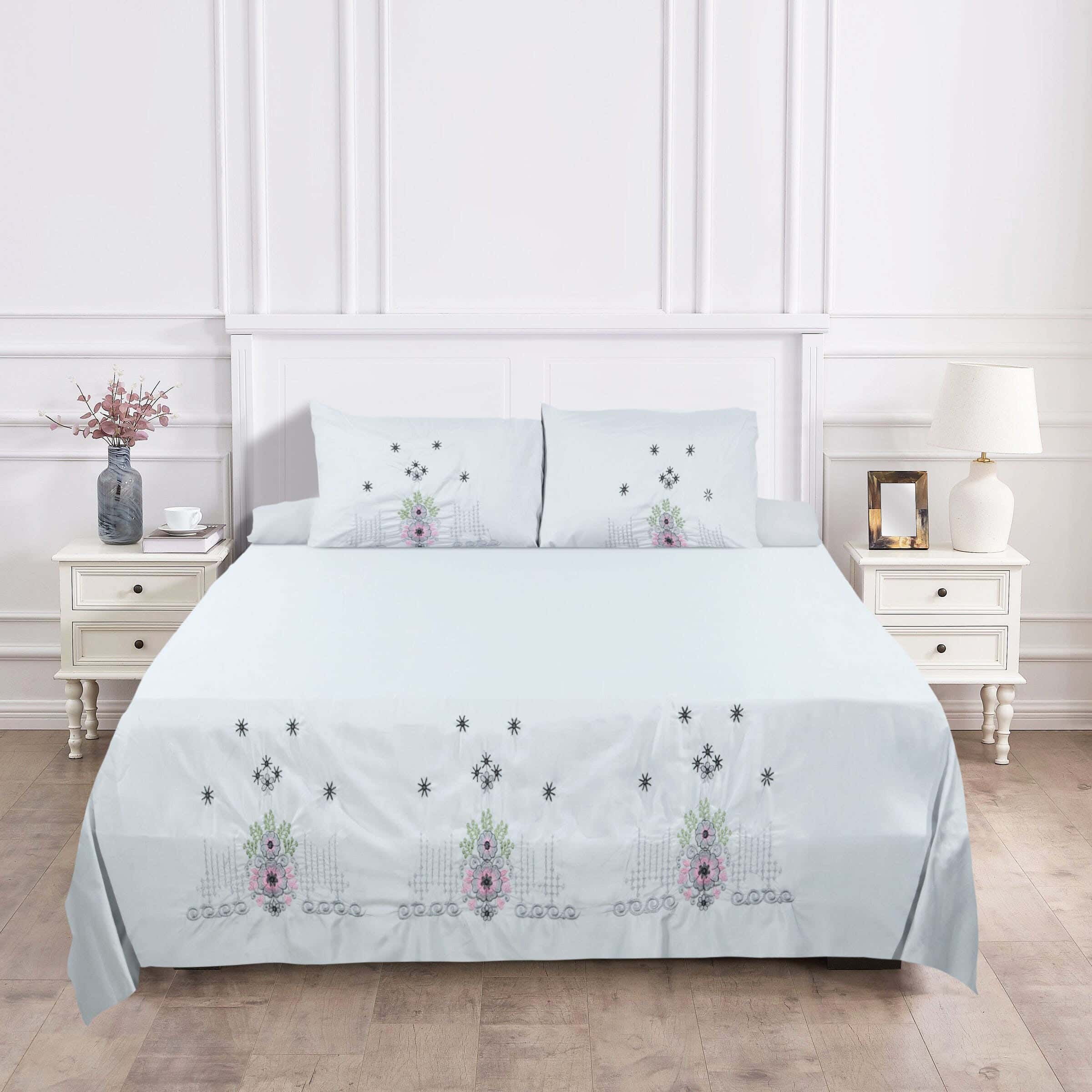 Instagold Microfiber Bed Sheet Set, 4 Pieces, 240x240 cm, 1650 gm - Grey
