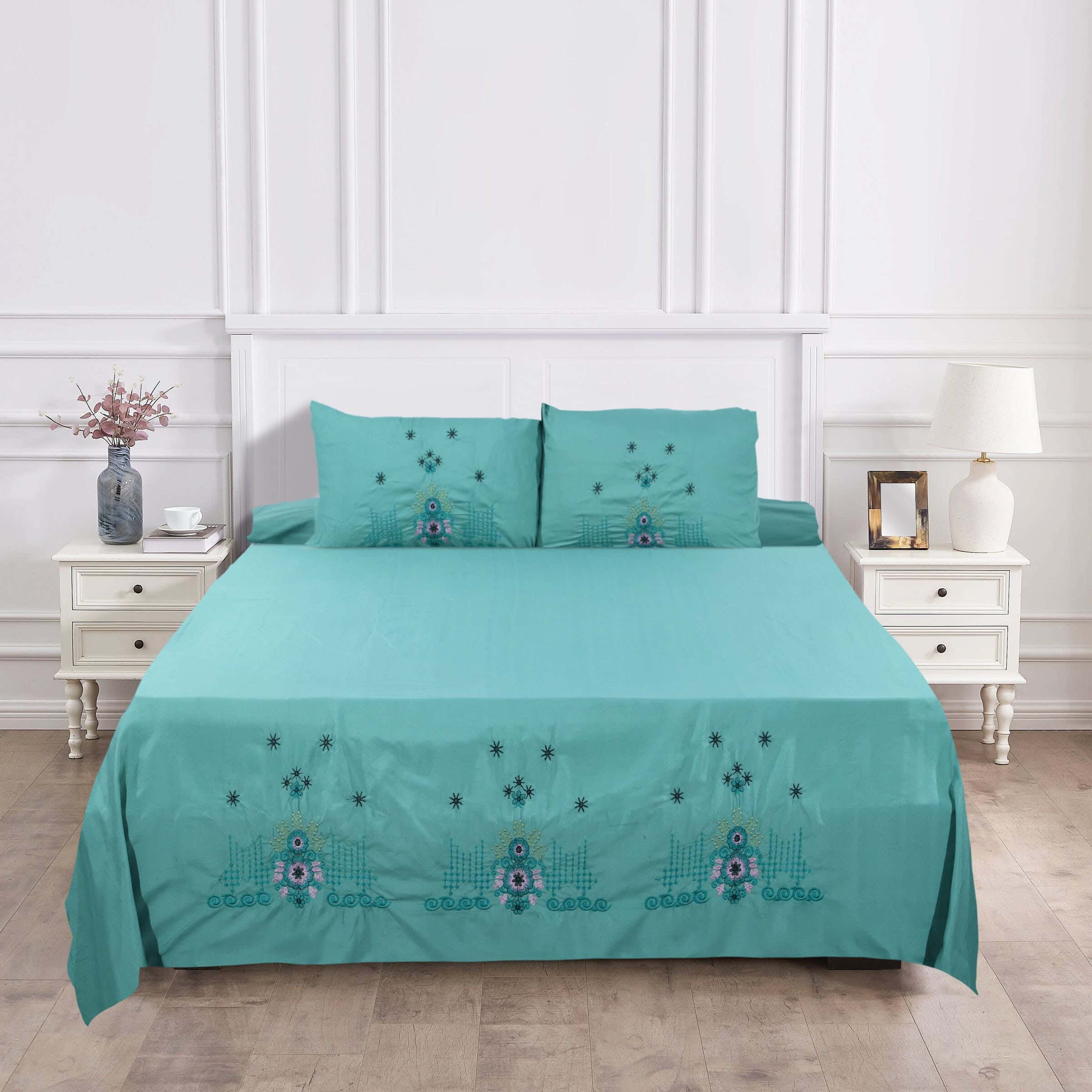 Instagold Microfiber Bedding Sheet Set, 4 Pieces, 240x240 cm, 1650 gm - Green