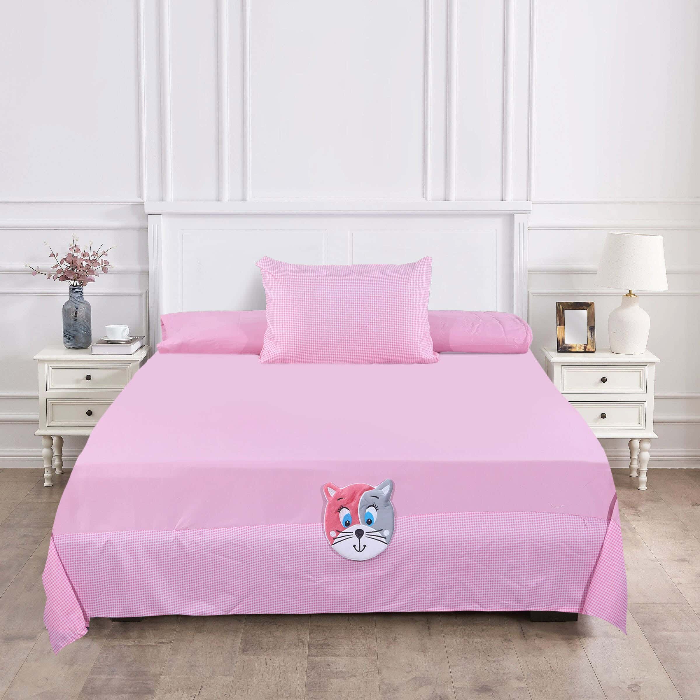 Kinzy Microfiber Bed Sheet Set, 6 Pieces, 240×185 cm, 2400 grams - Rose