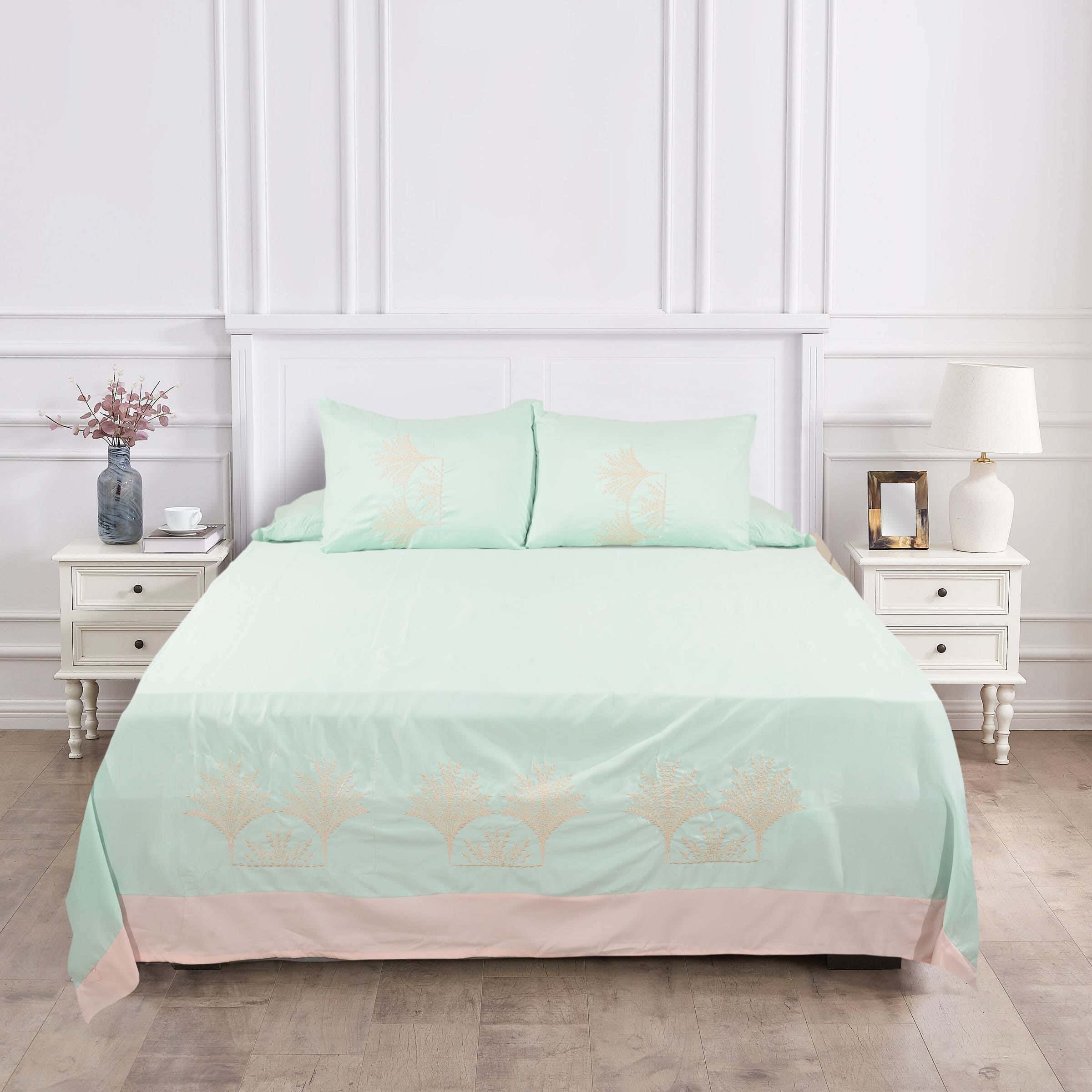 Instagold Microfiber Bedding Sheet Set, 4 pieces, 240×240 cm, 1700 gm - Turquoise