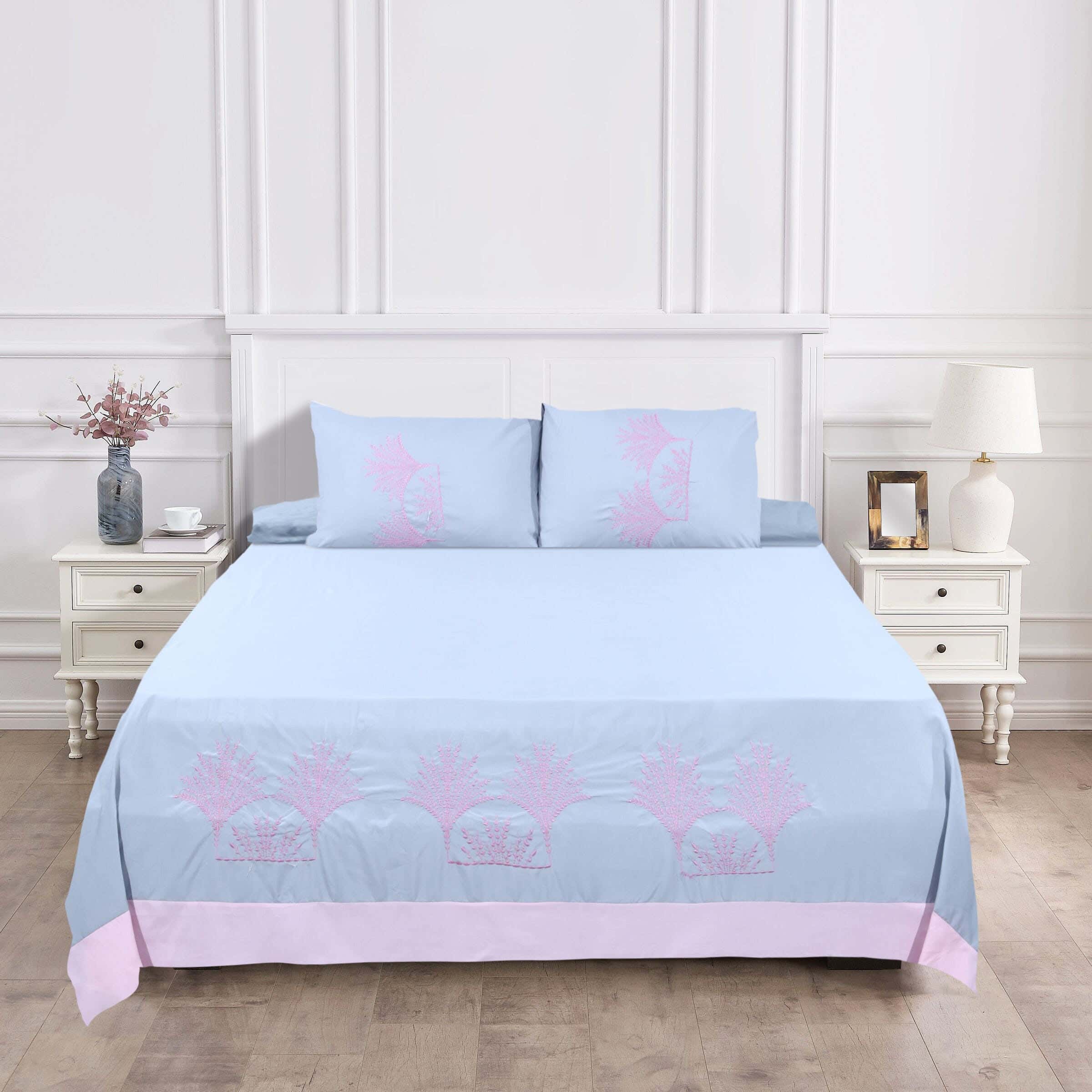 Instagold Microfiber Bedding Sheet Set, 4 Pieces, 240x240 cm, 1700 gm - Grey Pink