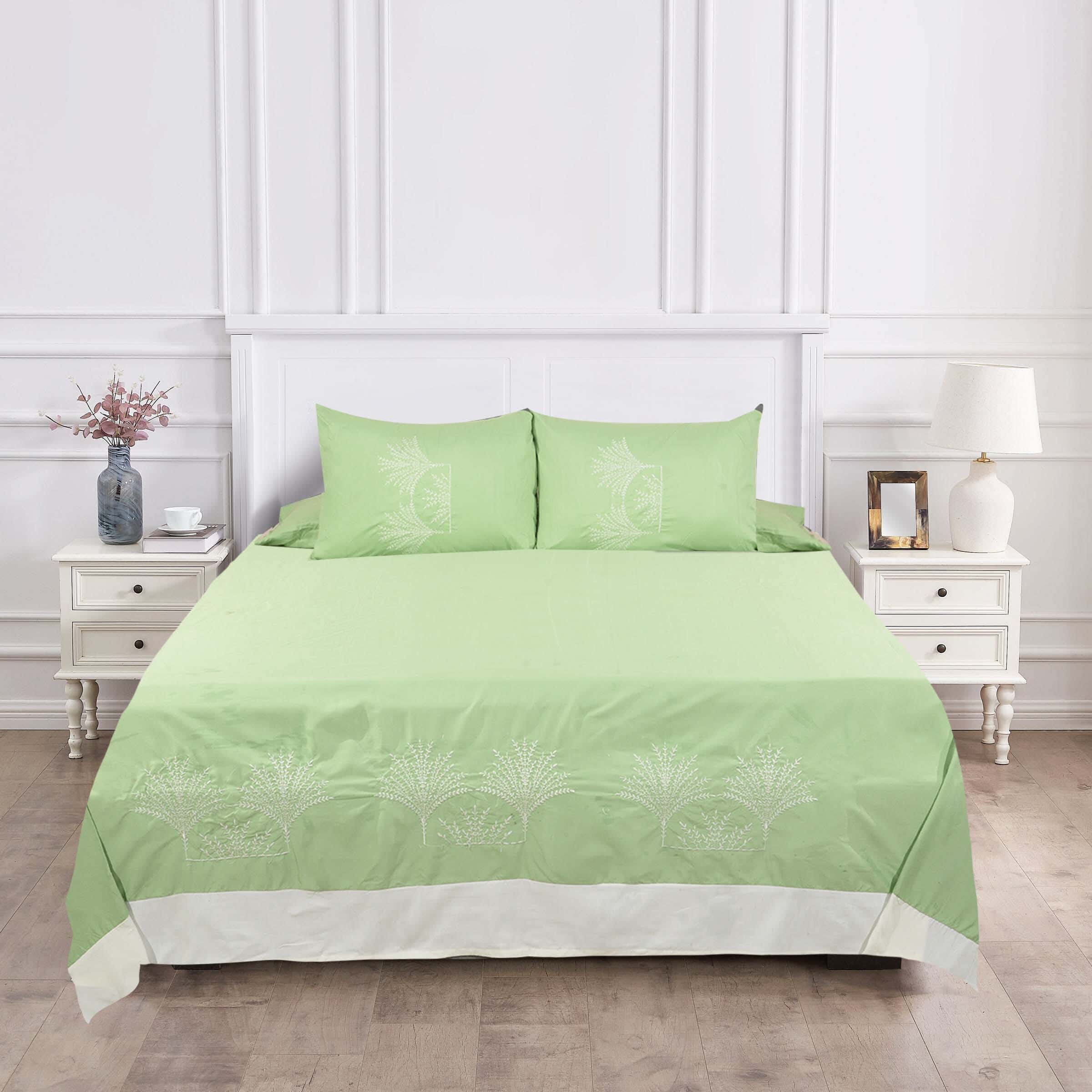Instagold Microfiber Bedding Sheet Set, 4 pieces, 240×240 cm, 1700 gm - Green