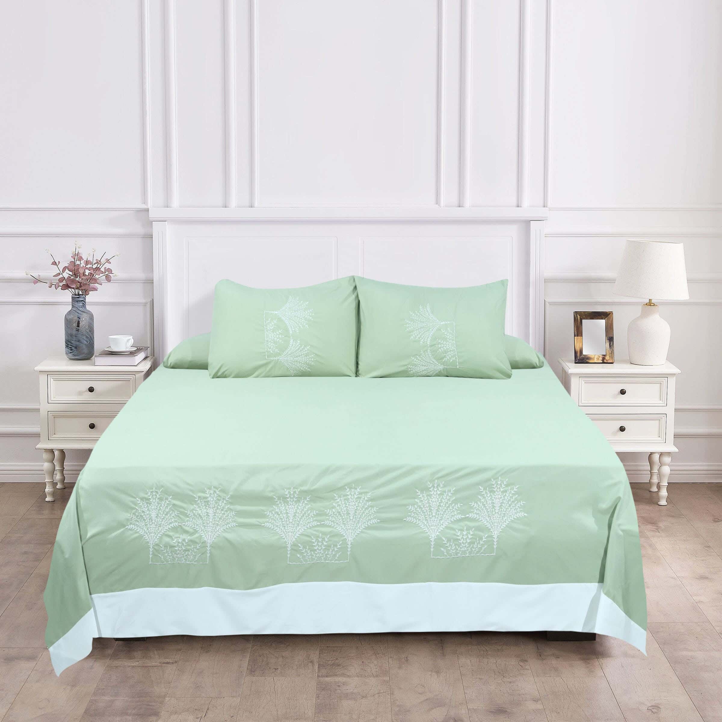 Instagold Microfiber Bedding Sheet Set, 4 pieces, 240×240 cm, 1700 gm - Olive