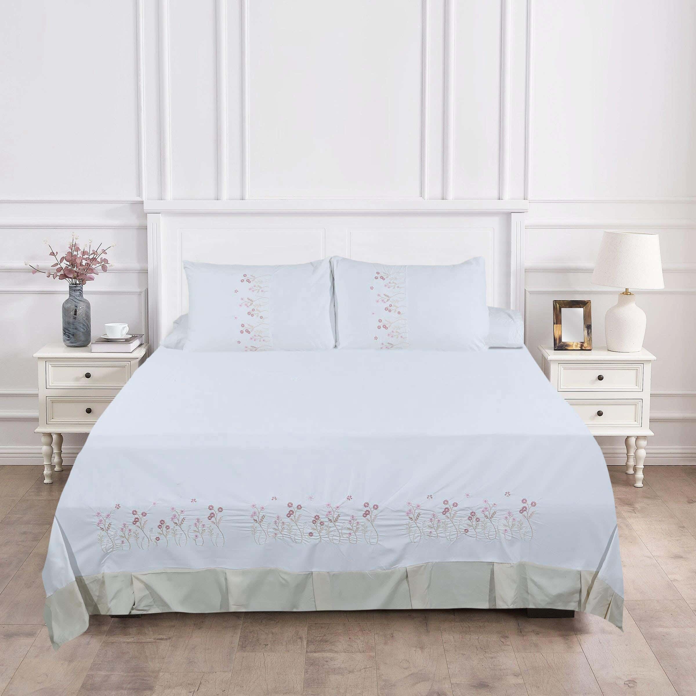 Kinzy Bed Microfiber Children's Bed Sheet Set, 4 Pieces, 240×240 cm, 1650 gm - Off White